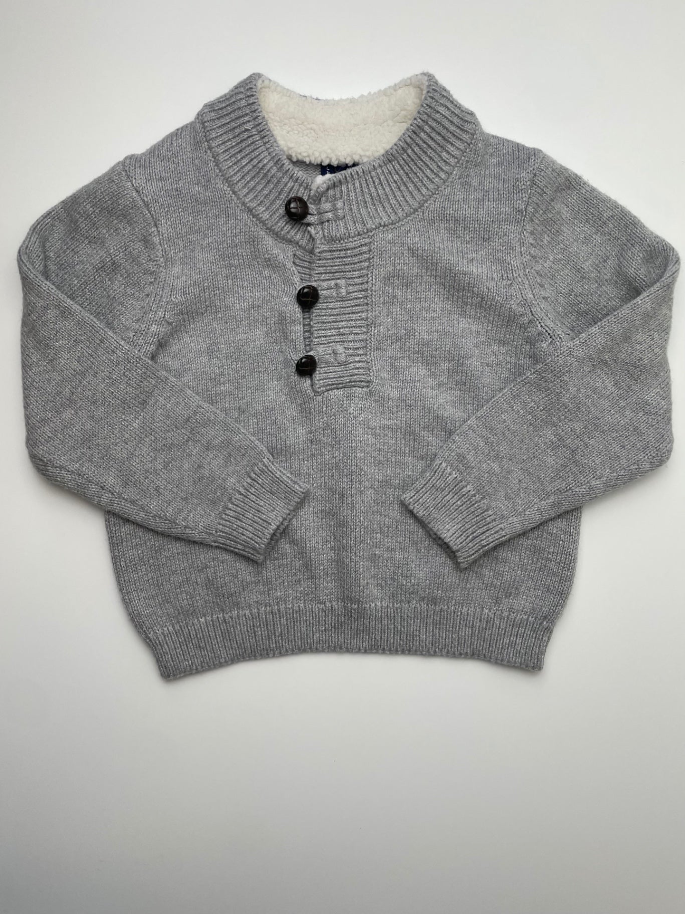 Janie and Jack Sweater - Gray Sherpa Collar | size 2T