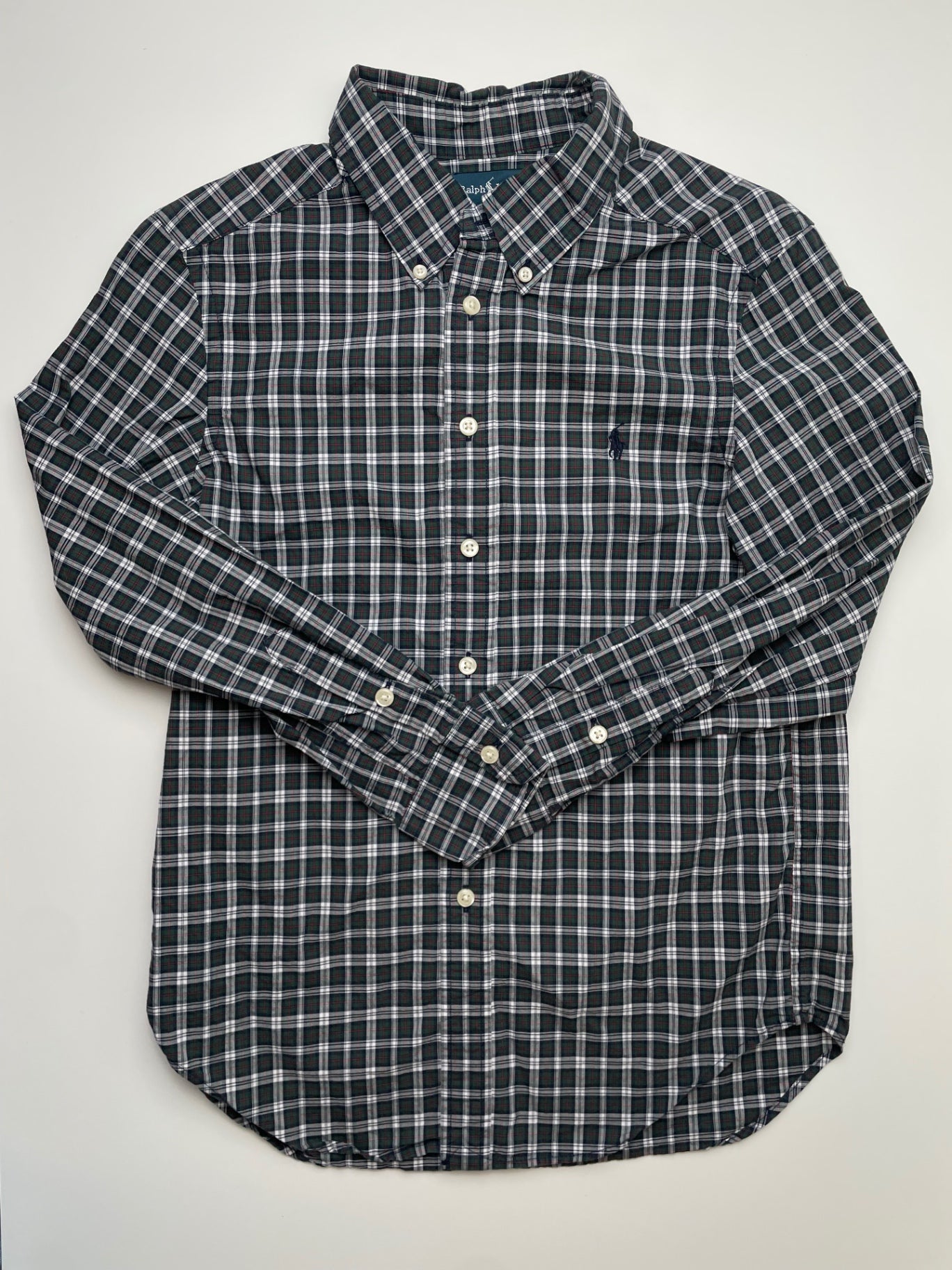 Ralph Lauren Shirt - Green Plaid Button Down | size 10/12