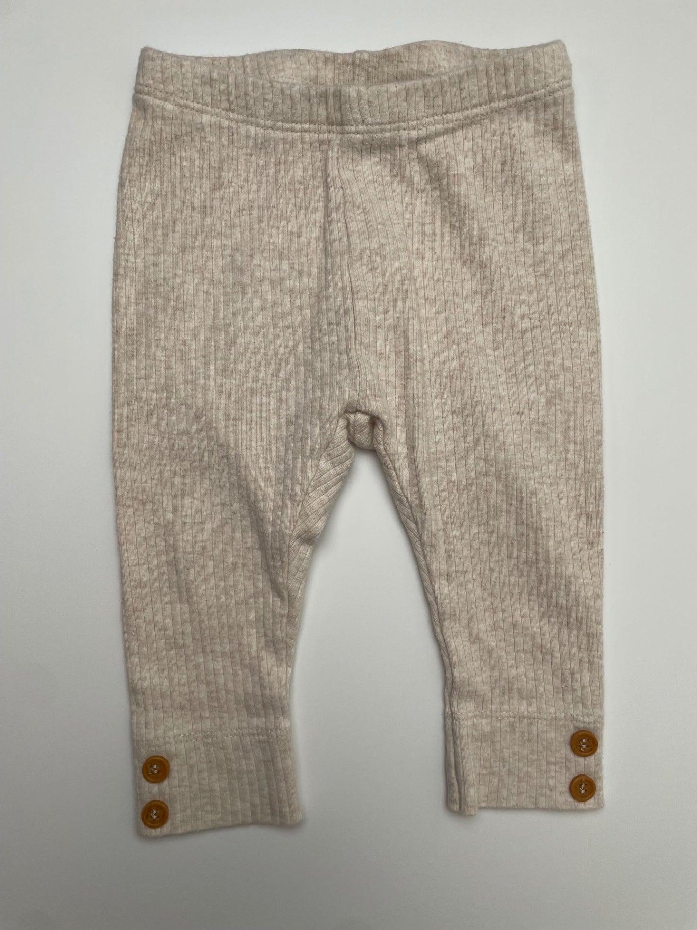 Fixoni Leggings - Cream Ribbed 100% Cotton | size 6 Months