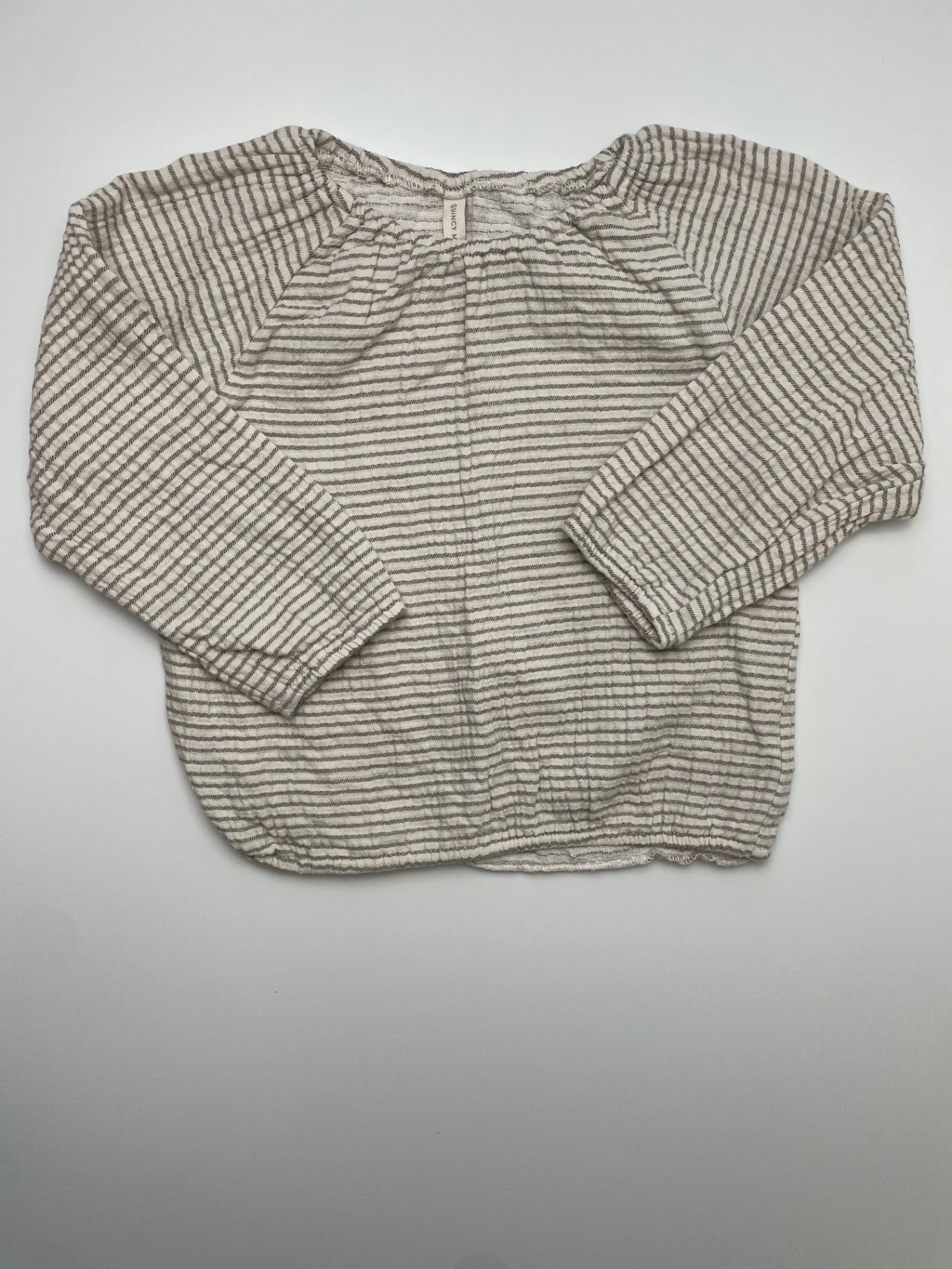 Quincy Mae Shirt - Cream Striped 100% Organic Cotton | size 18 - 24 Months