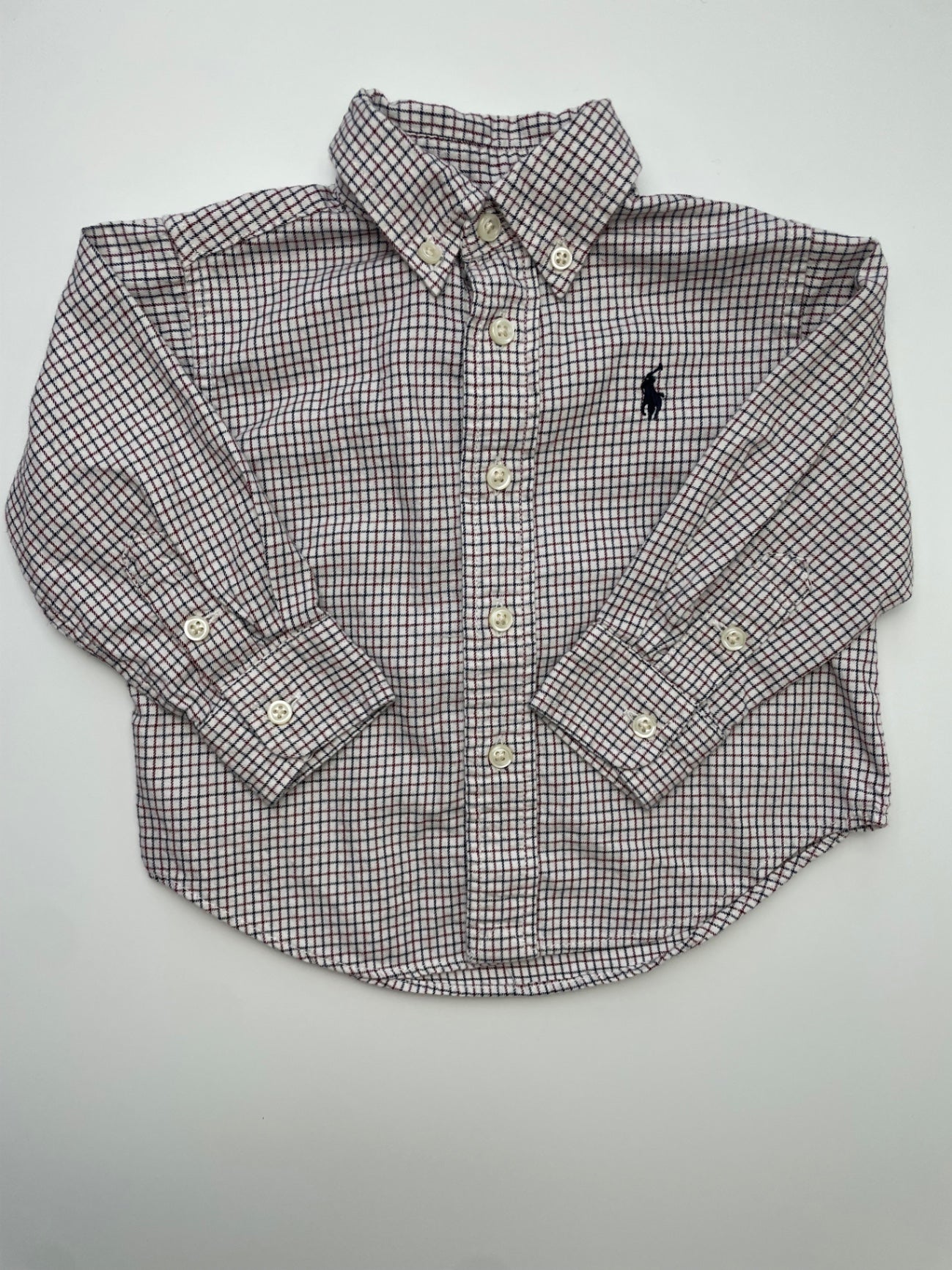 Ralph Lauren Shirt - White Plaid Button Down | size 9 Months