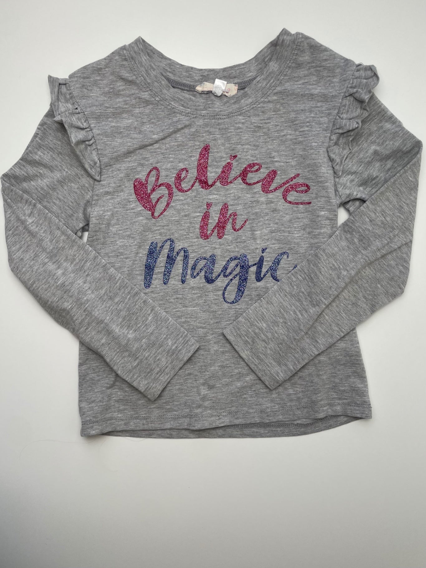 Truly Me Shirt - Gray Glitter 'Believe in Magic' | size 6