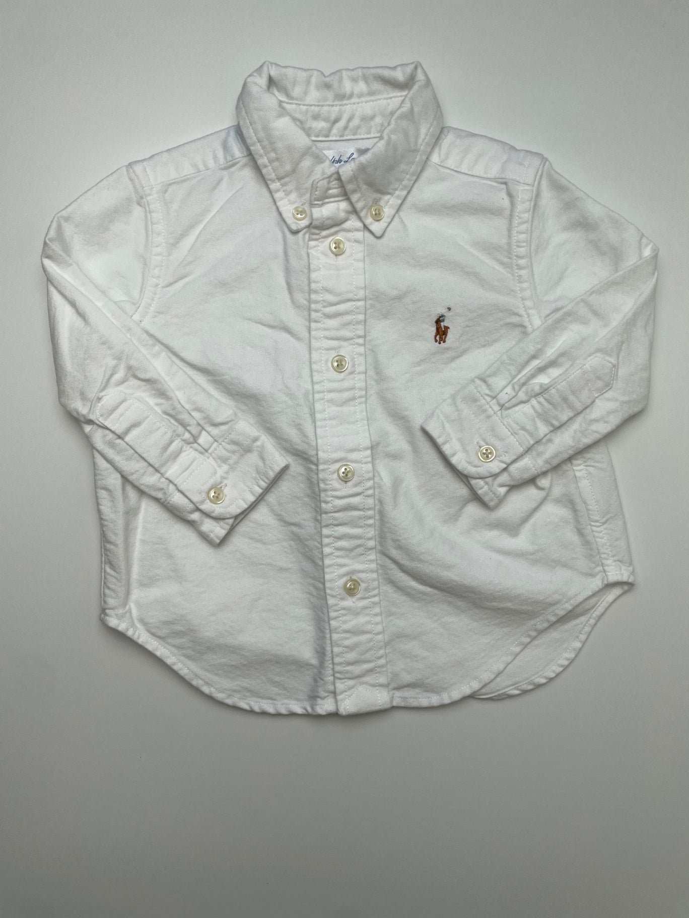 Ralph Lauren Shirt - White Solid Button Down | size 12 Months
