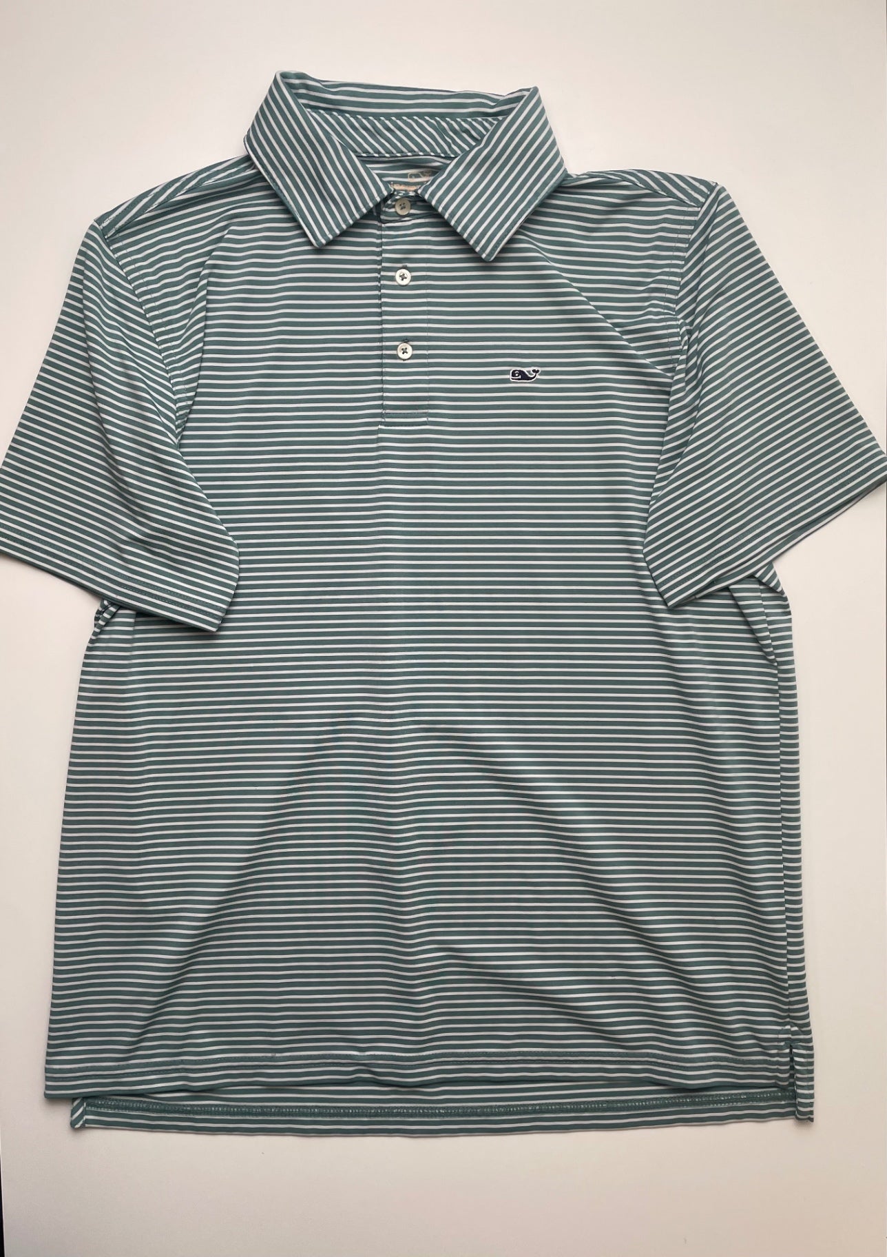Vineyard Vines Shirt - Green Striped Polo | size 18