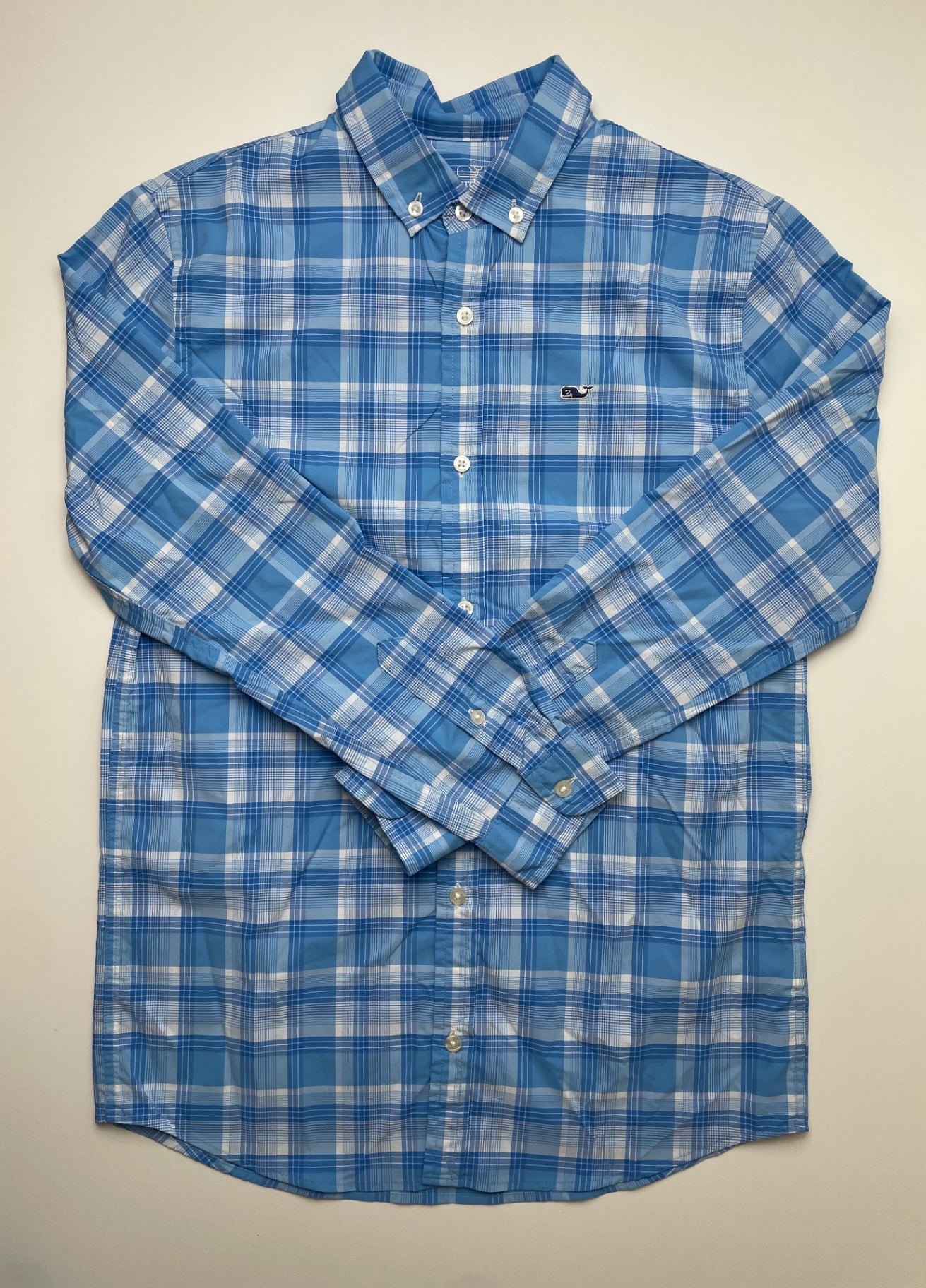 Vineyard Vines Shirt - Blue Performance Plaid Button Down | size 12/14