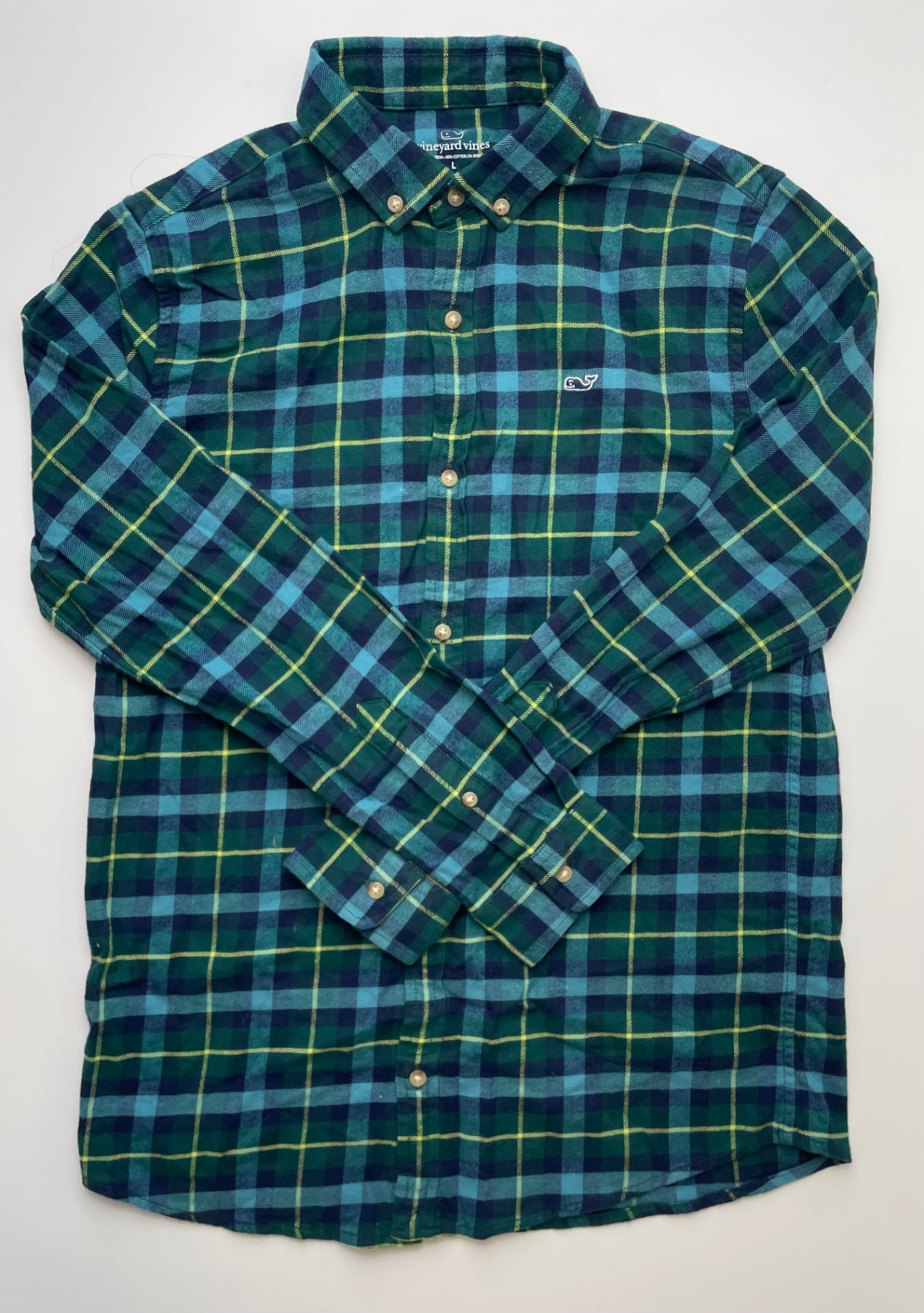 Vineyard Vines Shirt - Green Plaid Flannel Button Down | size 16