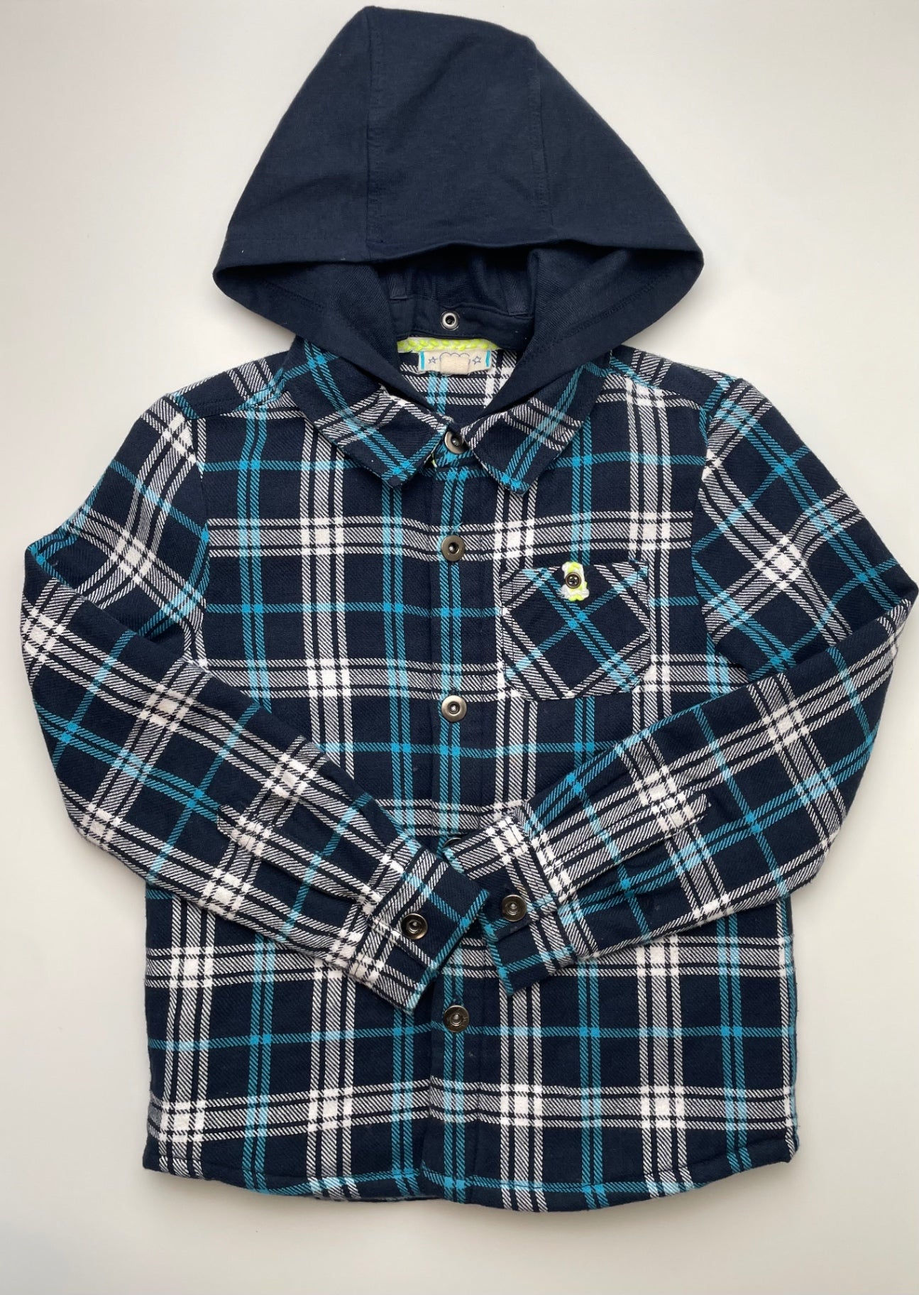 EGG New York Jacket - Blue Plaid Shacket + Hood | size 10