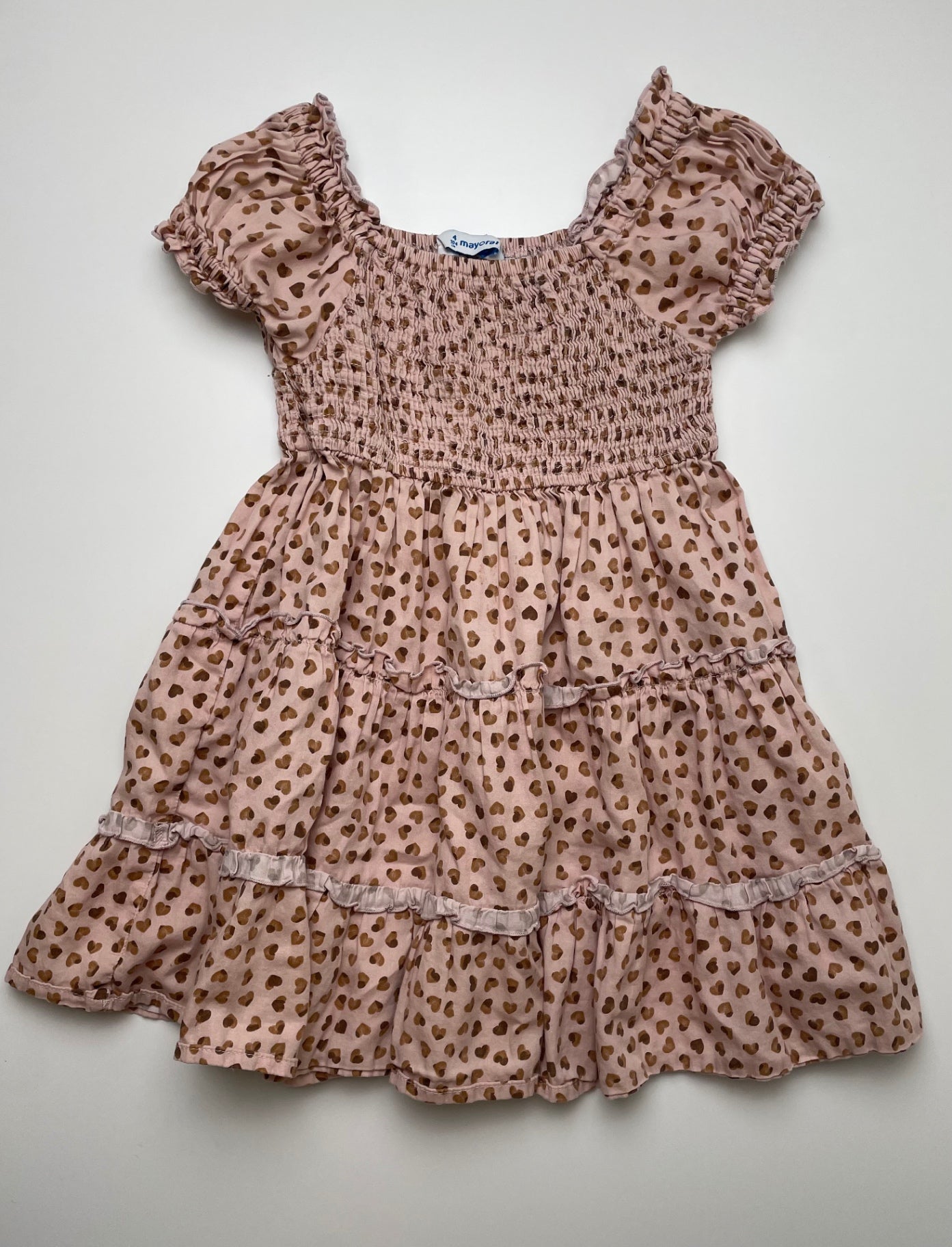 Mayoral Dress - Pink Hearts + Cinched Top | size 4T