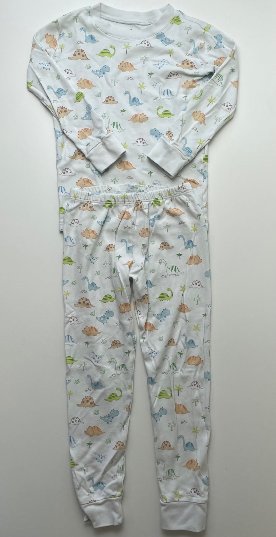 Kissy Kissy 2 Piece Ensemble - White Dinosaur Pajamas 100% Pima Cotton | size 6