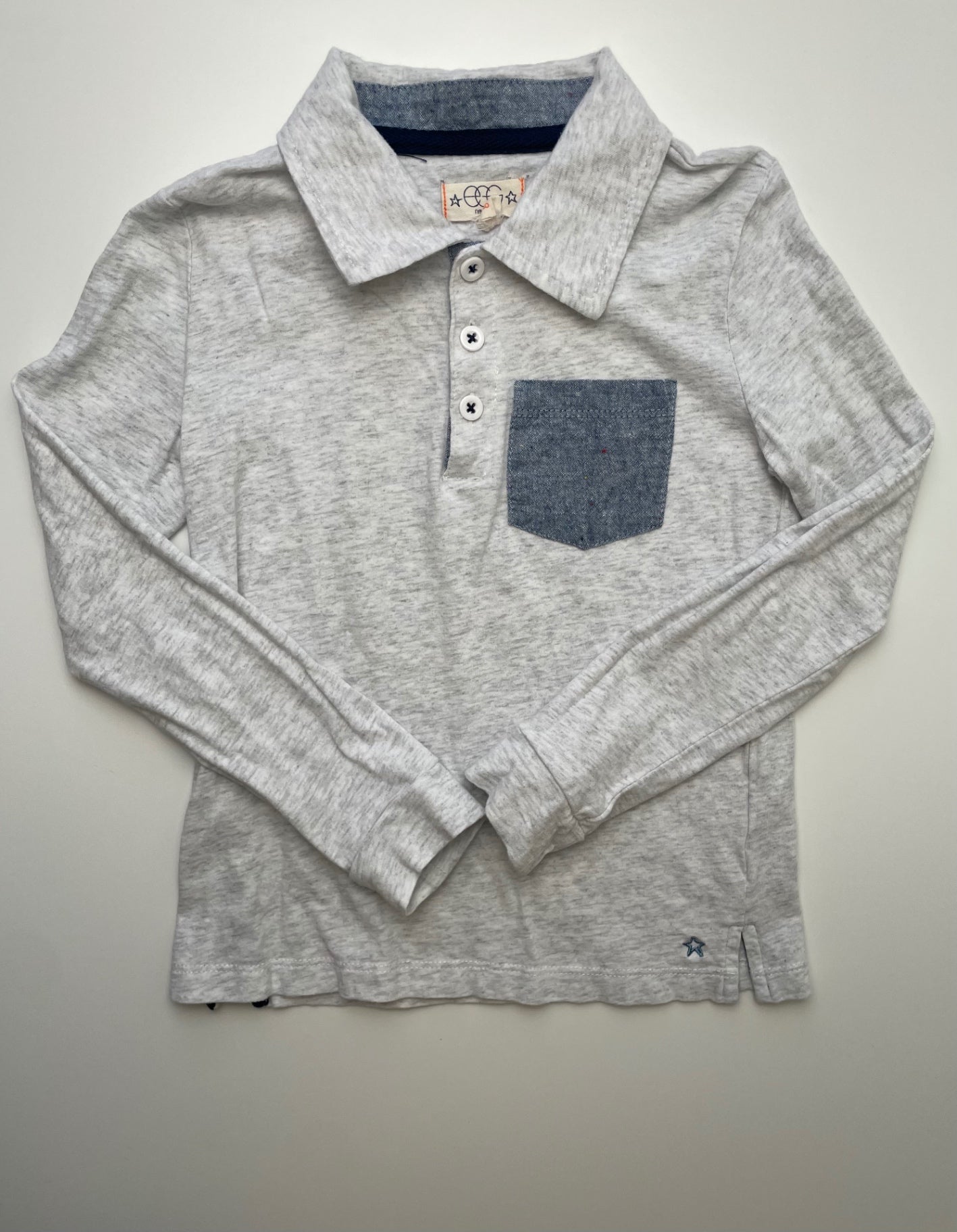 EGG New York Shirt - Gray Heathered Long Sleeve Polo | size 8