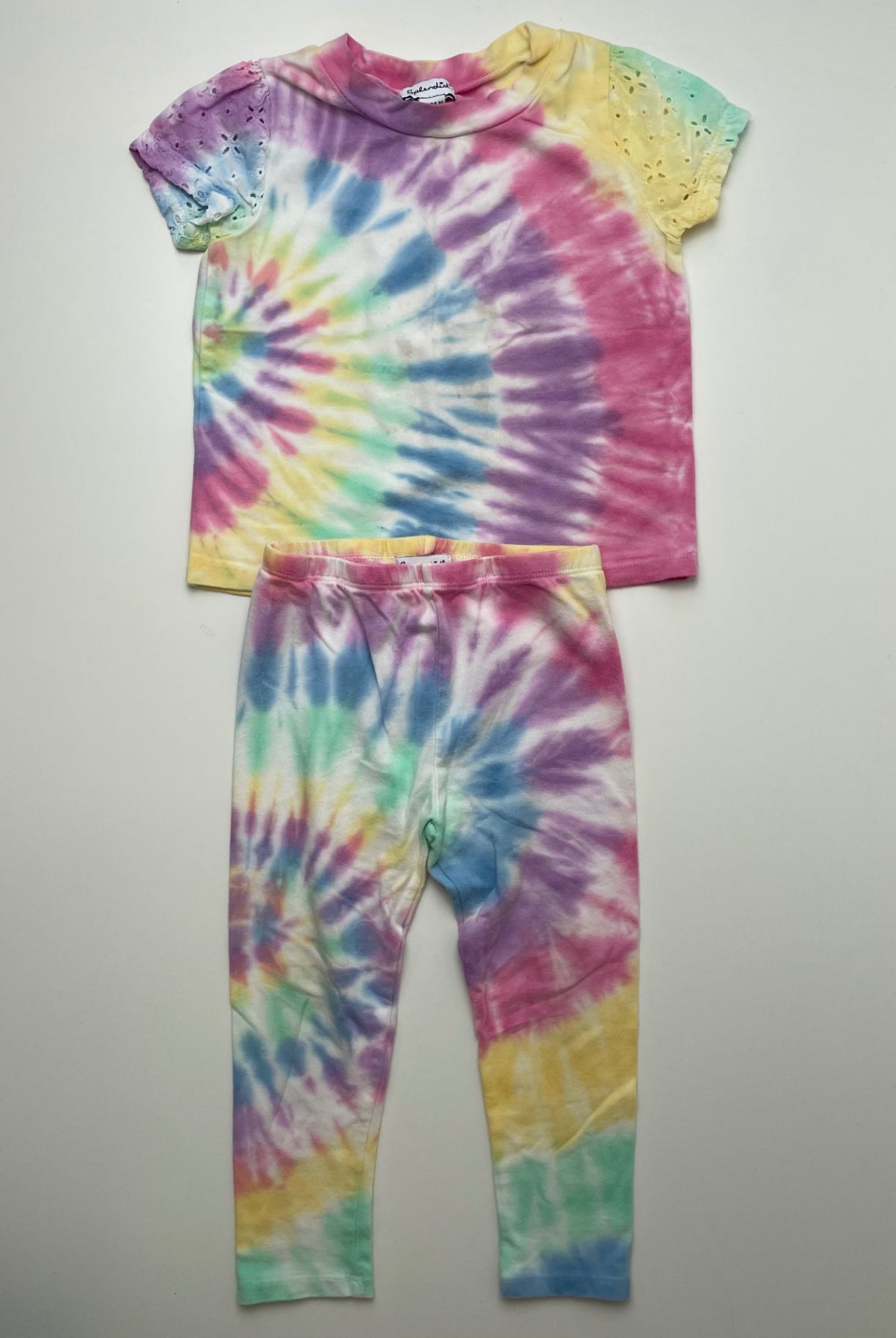 Splendid 2 Piece Ensemble - Multicolor Tie Dye T-Shirt + Leggings | size 18 - 24 Months