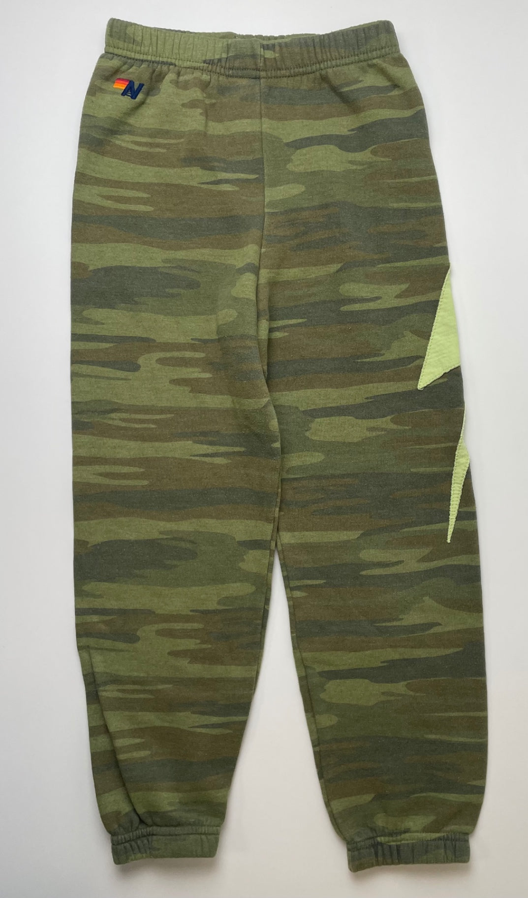 Aviator Nation Sweatpants - Green Camouflage Lightning Bolt Jogger | size 12