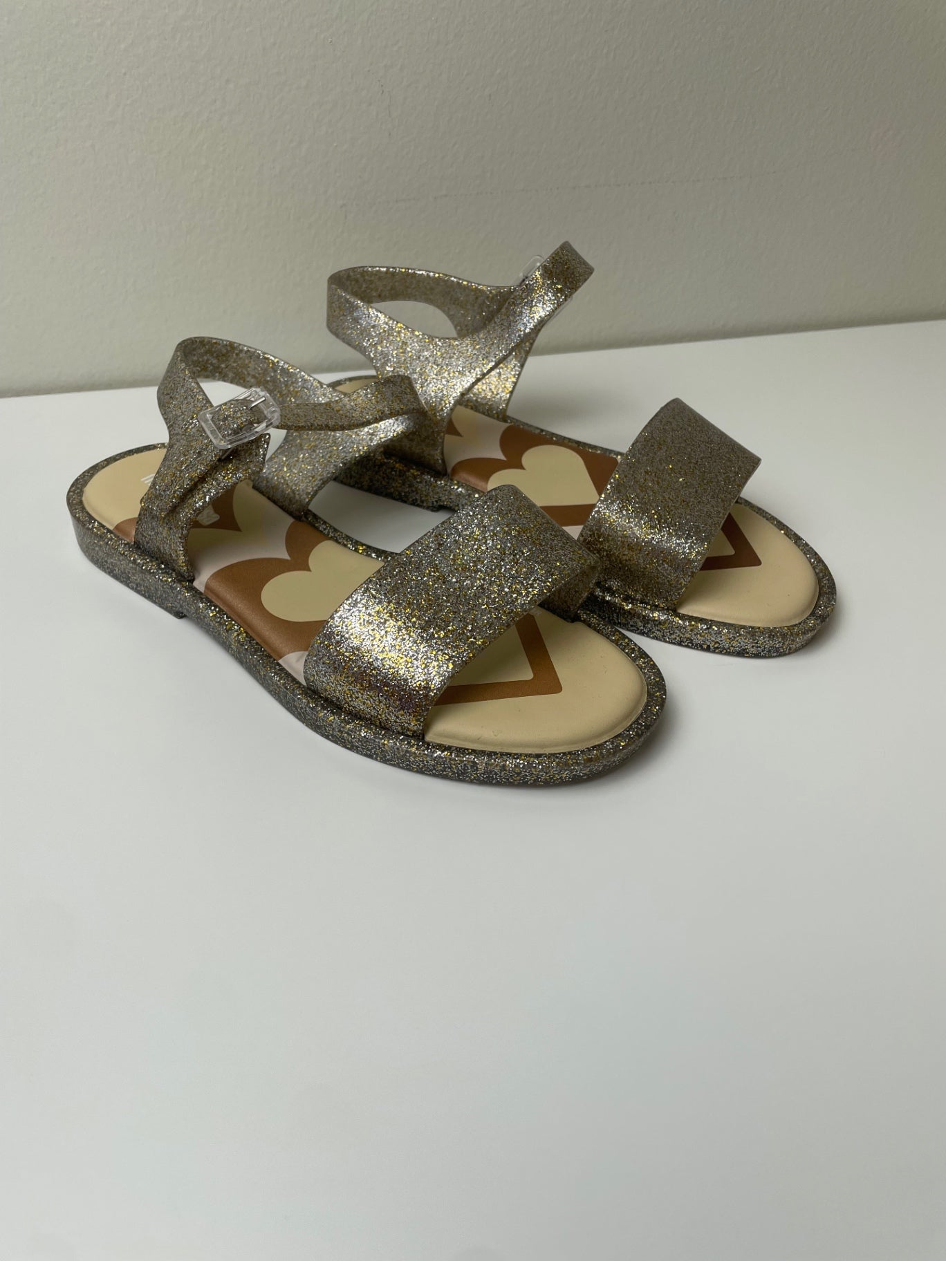 Mini Melissa Shoes - Gold Glitter Jelly Sandals | size Shoe 3