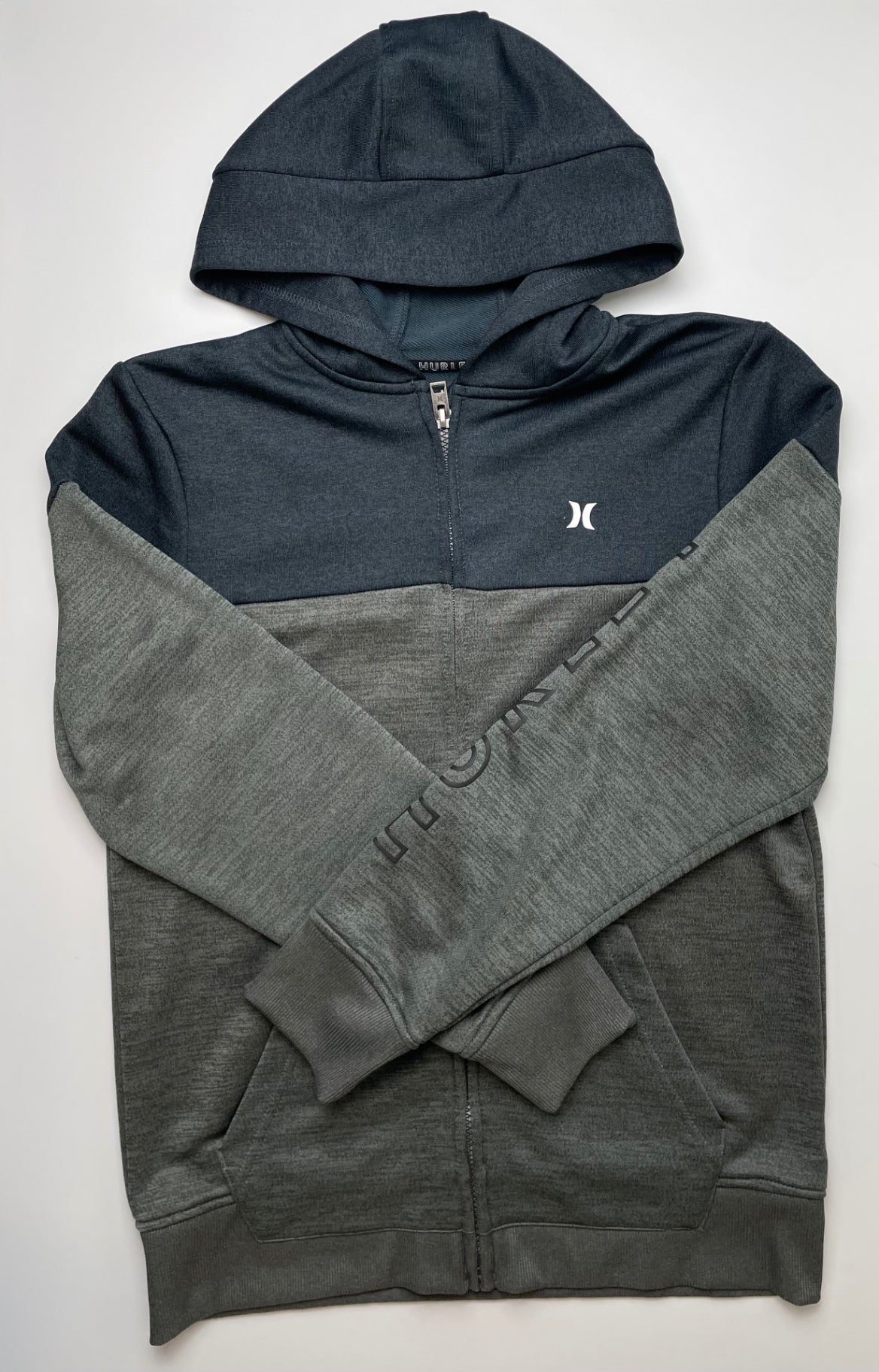 Hurley Sweatshirt - Green Heathered Full Zip Hoodie | size 14/16