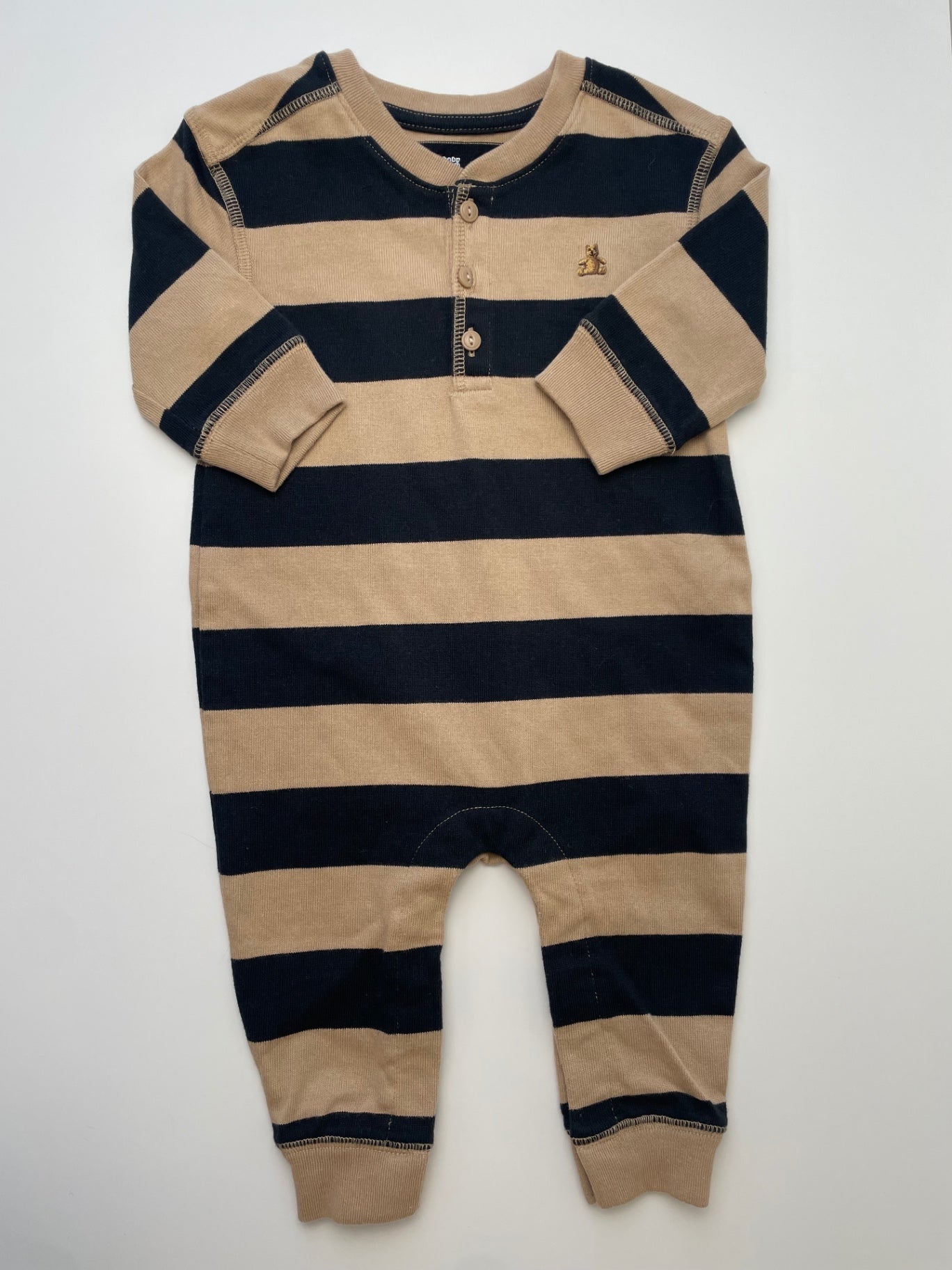 Baby Gap Onesie - Tan Striped | size 6 - 12 Months