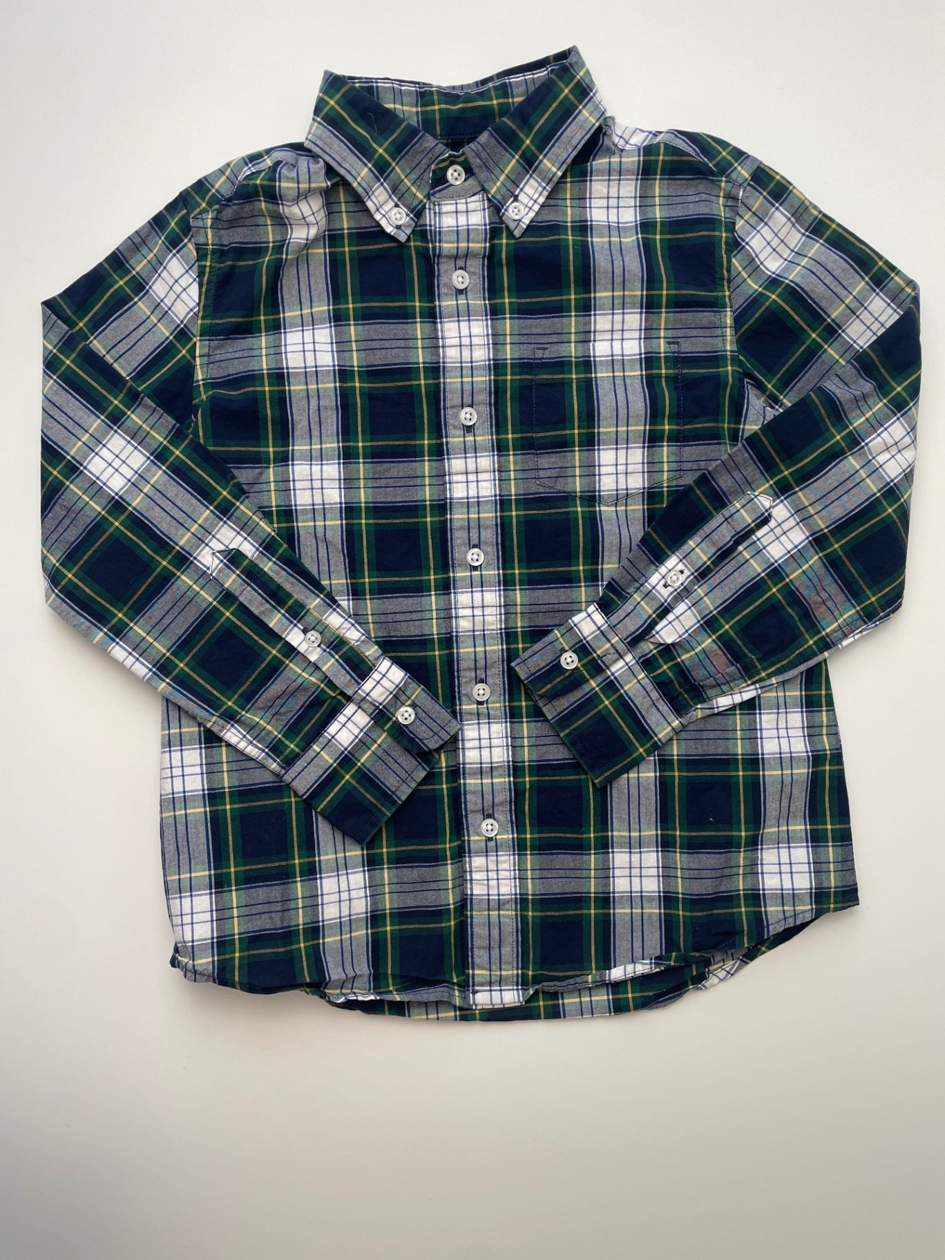 Crewcuts Shirt - Green Plaid Button Down | size 6/7