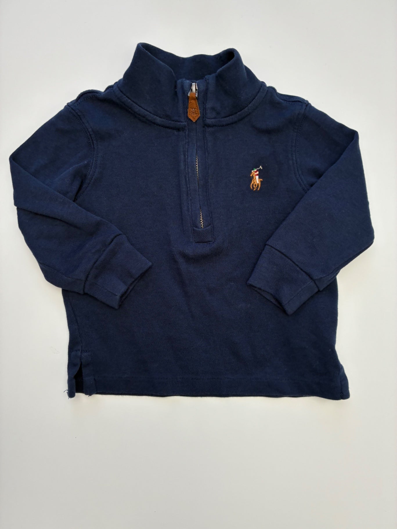 Ralph Lauren Sweatshirt - Navy Blue Solid 1/4 Zip | size 9 Months