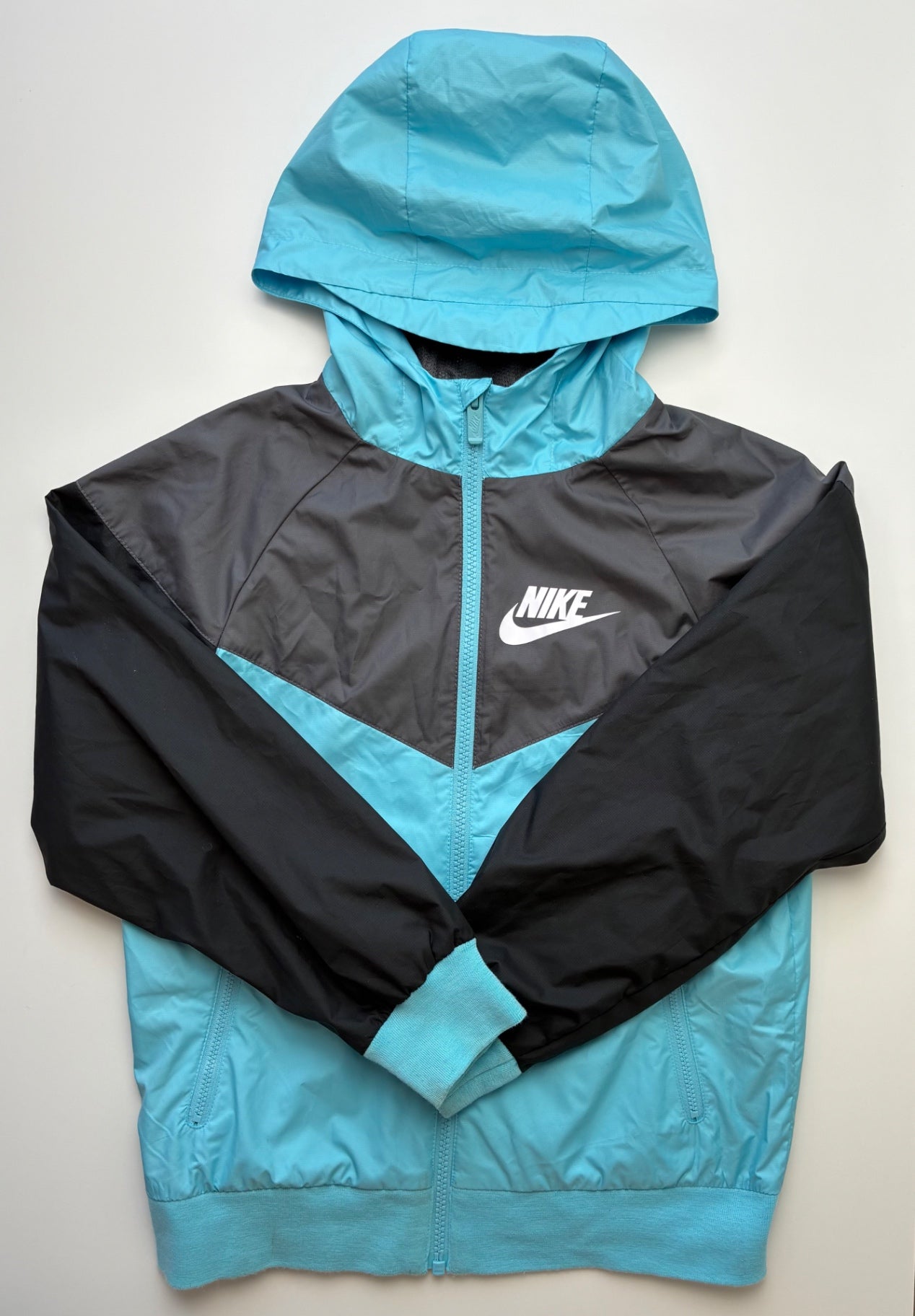 Nike Jacket - Blue Color Block Raincoat | size 8/9