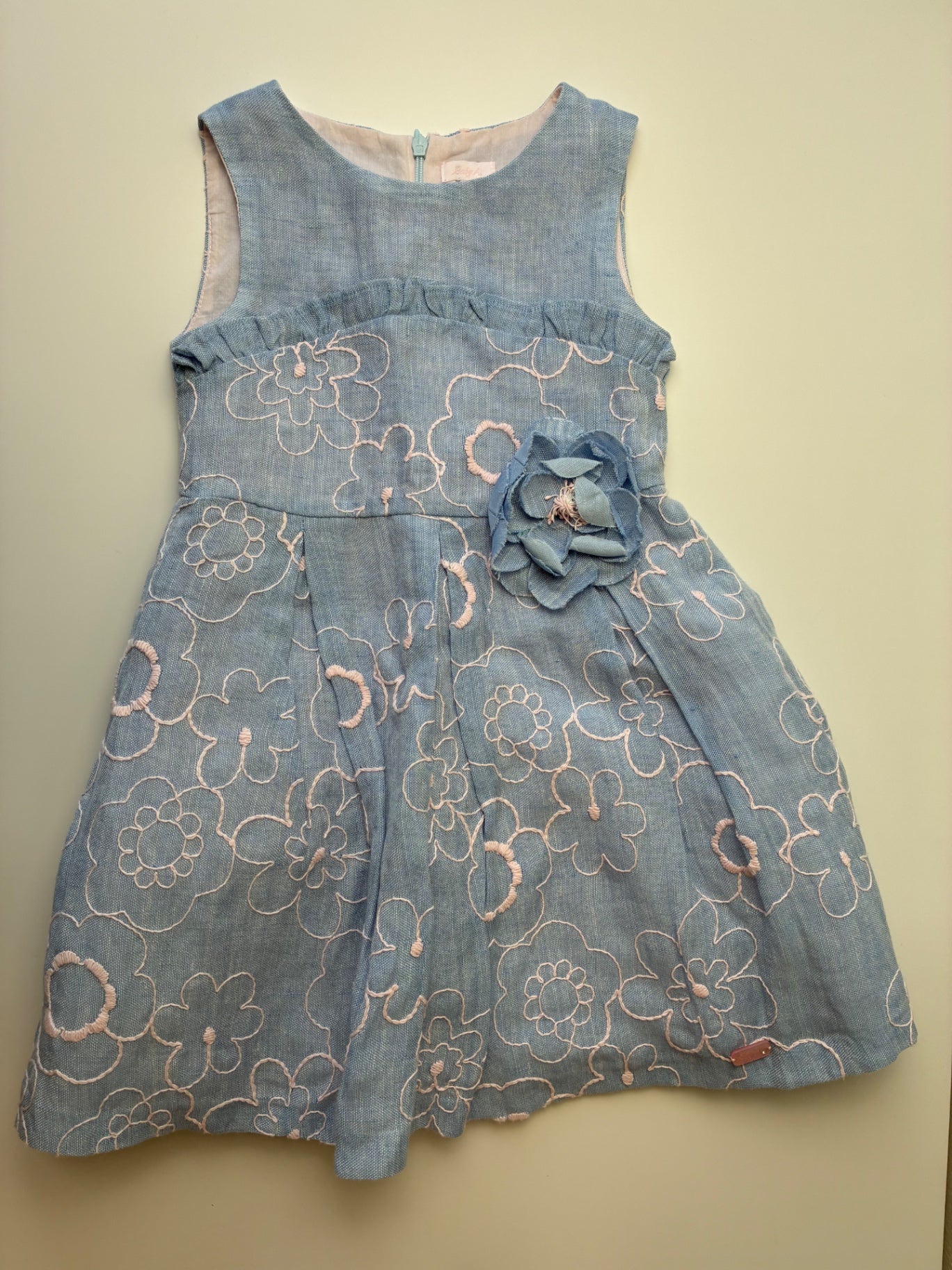Baby A Dress - Blue Embroidered Flowers | size 4T