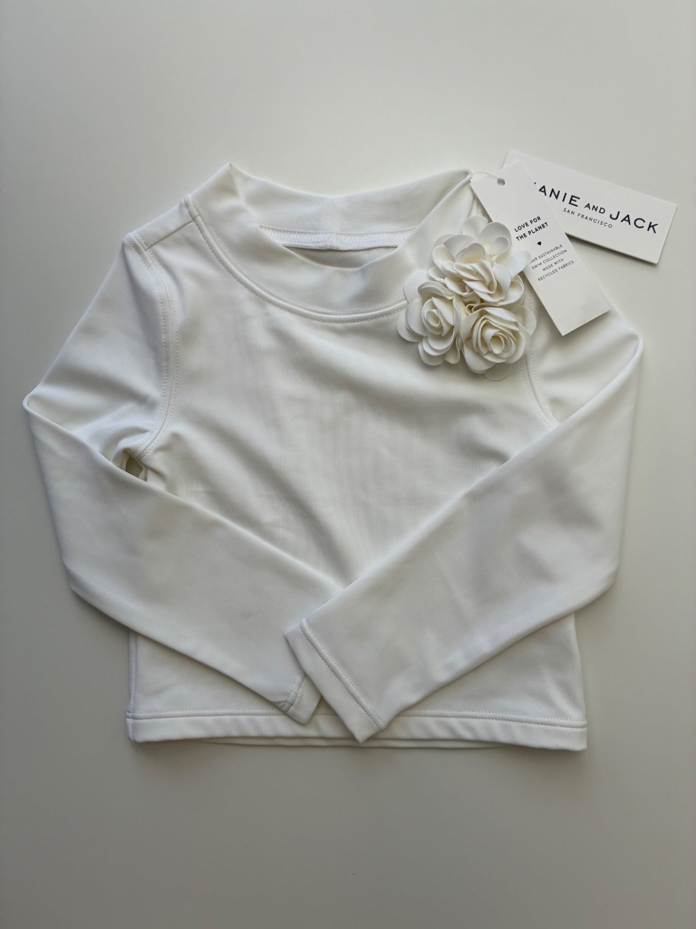 Janie and Jack Swim Shirt - White Flower Rashguard | size 18 - 24 Months