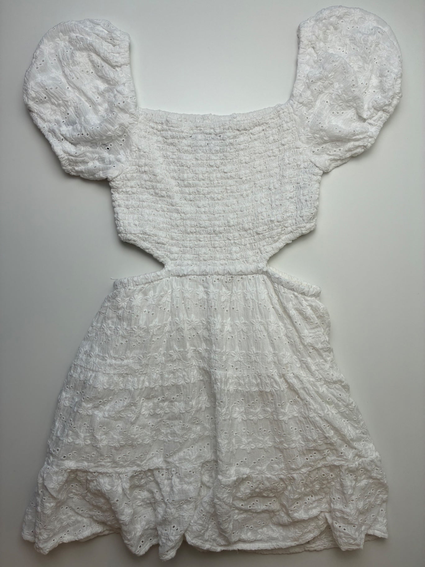 Katie J NYC Dress - White Eyelet Puff Sleeve | size 12