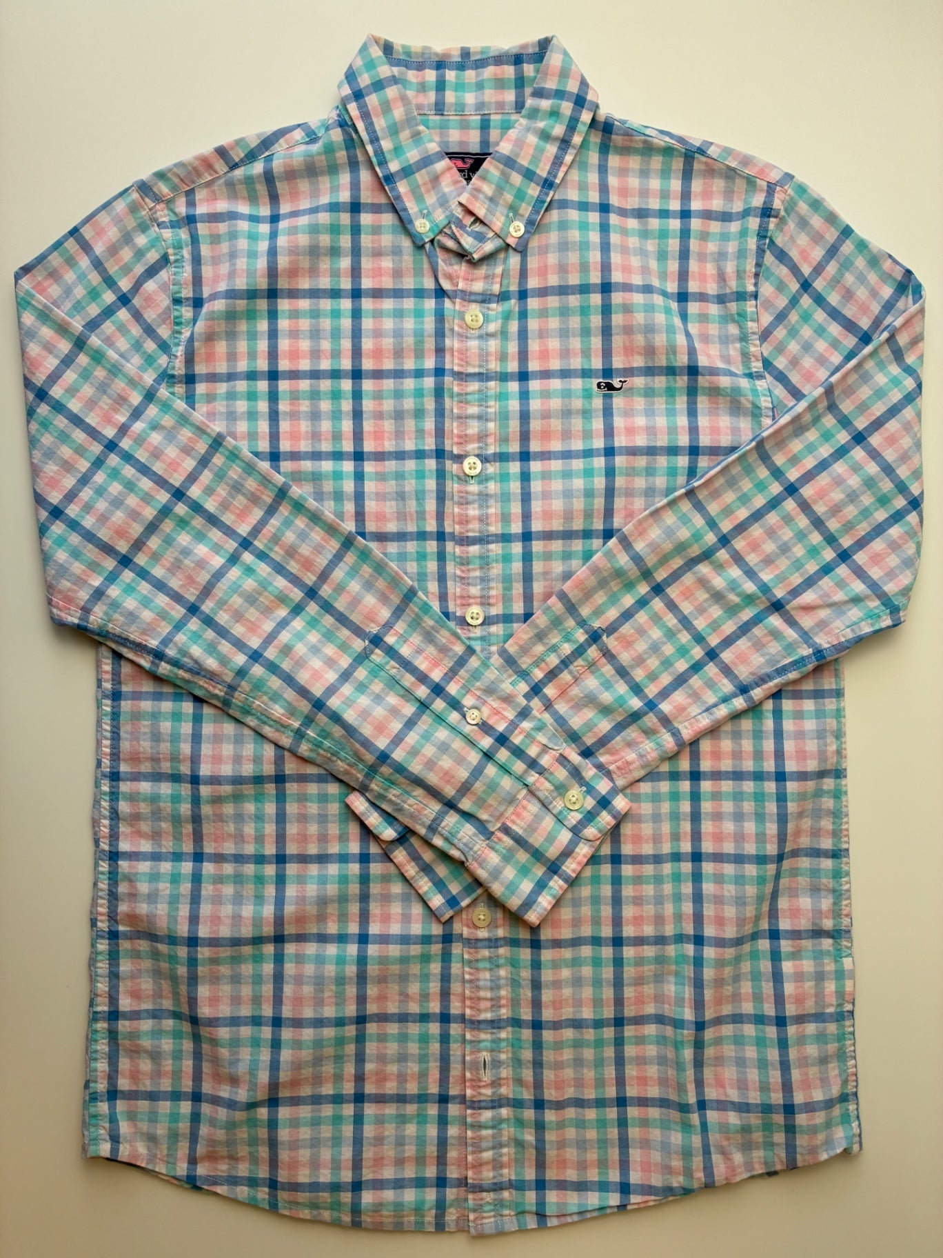 Vineyard Vines Shirt - Blue Plaid Button Down 100% Cotton | size 16