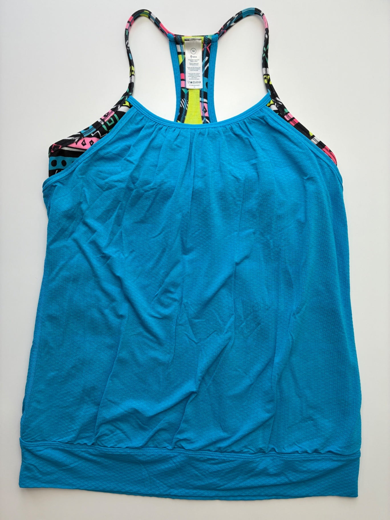 Ivivva Tank Top - Blue Mesh Layered | size 14
