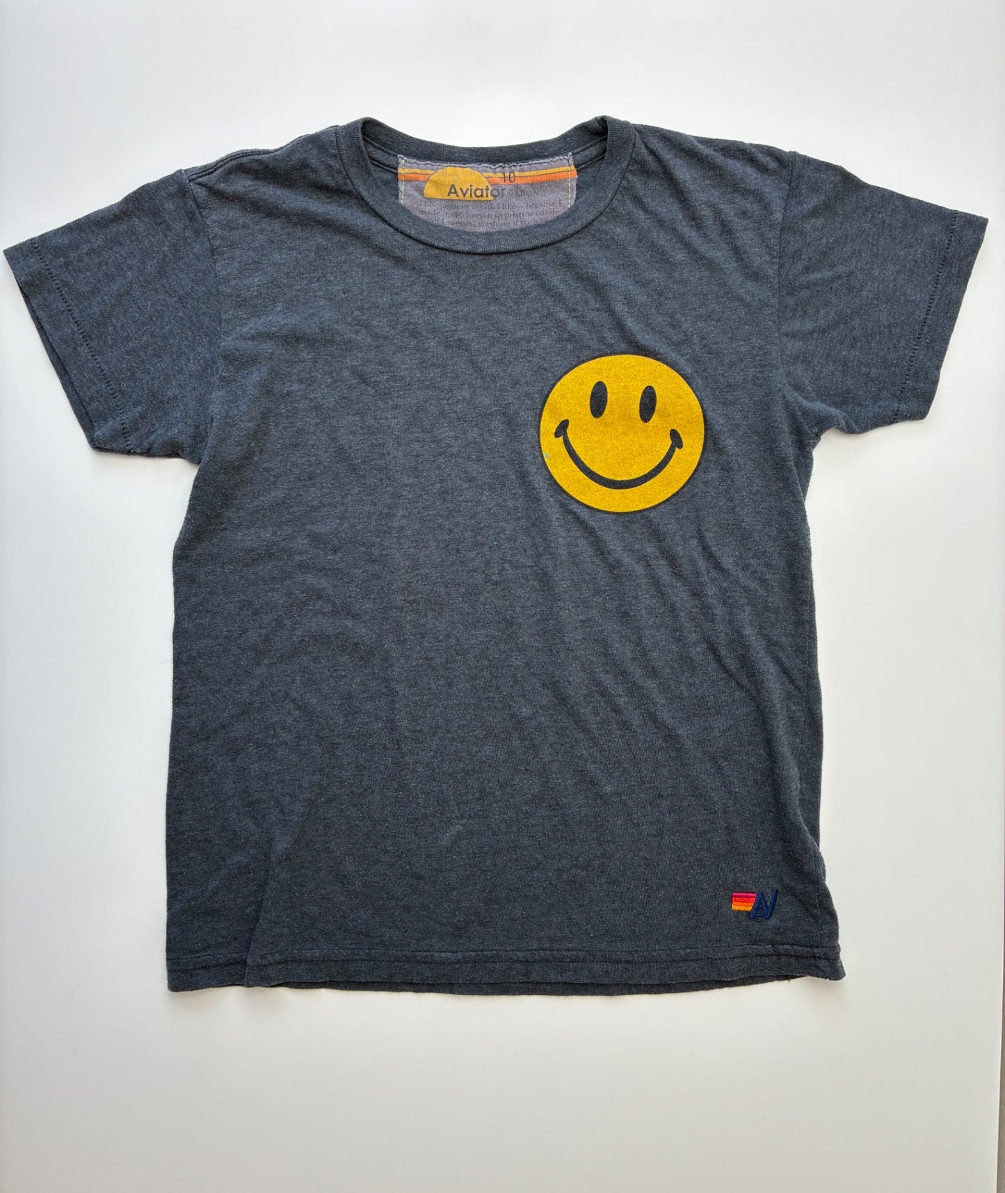 Aviator Nation T-Shirt - Gray Smiley Face | size 10