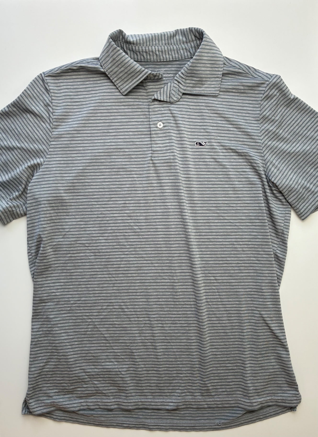 Vineyard Vines Shirt - Gray Sankaty Striped Polo | size 18