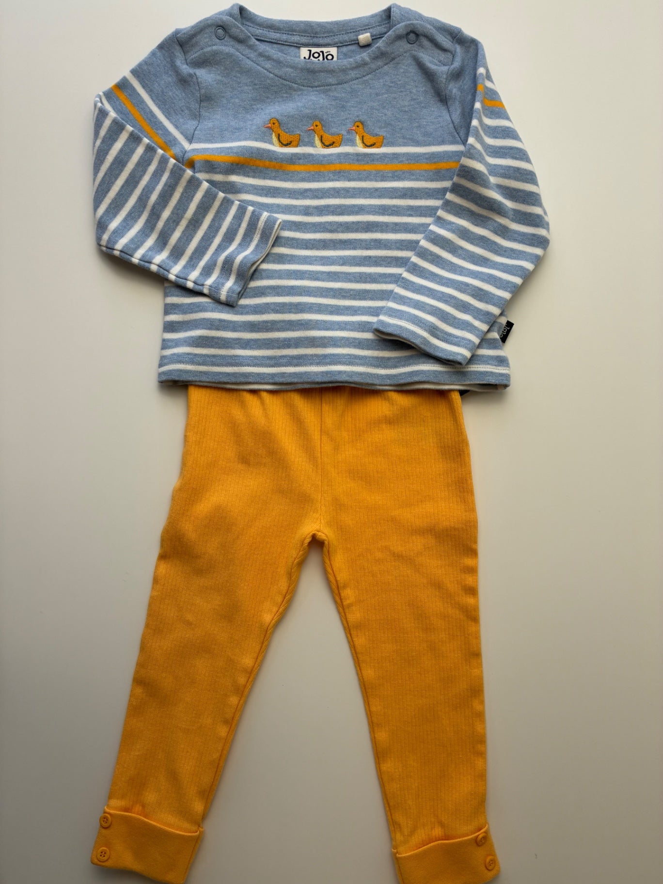 JoJo Maman Bebe 2 Piece Ensemble - Blue Duck Shirt + Pants | size 18 - 24 Months
