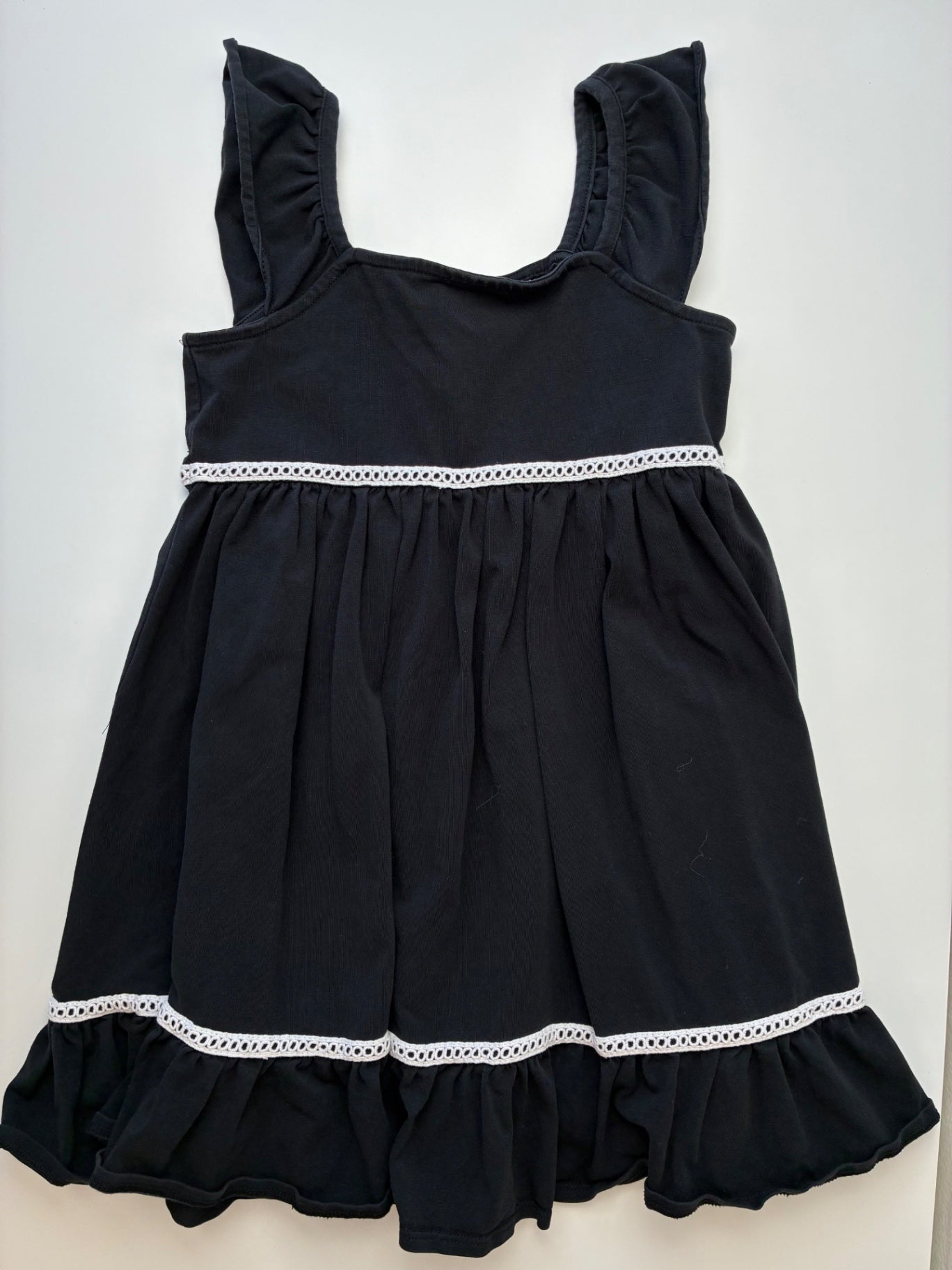 Janie and Jack Ruffle Sleeve Dress (Toddler/Little Kids/Big Kids) Girl's Clothing Black : 5 Little Kid
