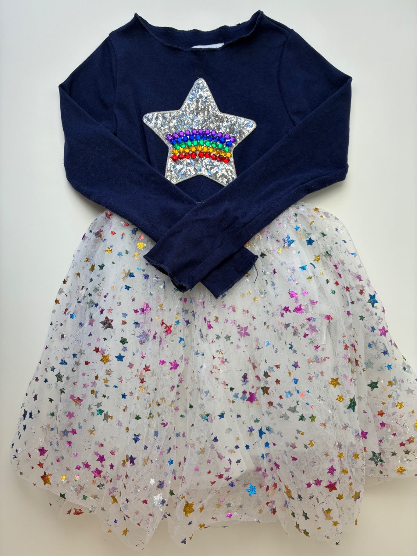 Lola & The Boys Dress - Navy Blue Sequin + Tulle Stars | size 6