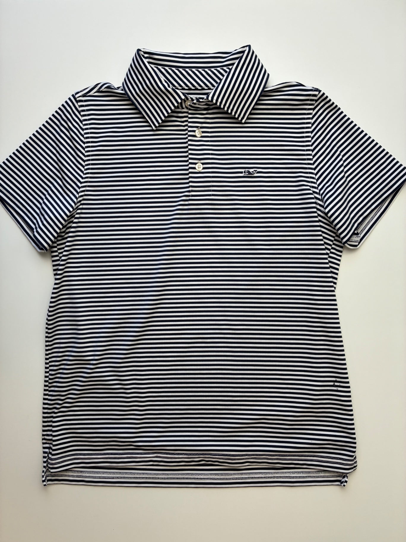 Vineyard Vines Shirt - Navy Blue Striped Sankaty Polo | size 12/14