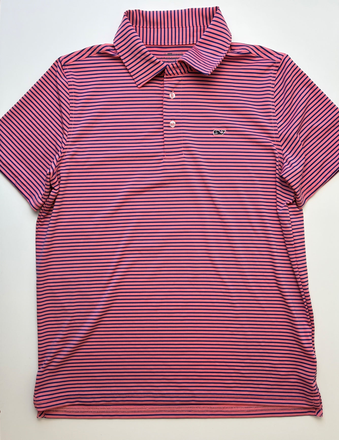 Vineyard Vines Shirt - Pink On-The-Go Sankaty Striped Polo | size 16