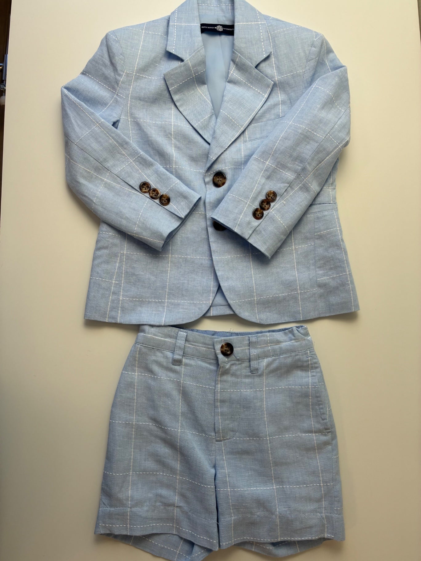 Brown Bowen 2 Piece Ensemble - Blue The Gentleman's Jacket + Sweetgrass Shorts - Palmetto Bluff Blue Linen | size 2T/3T