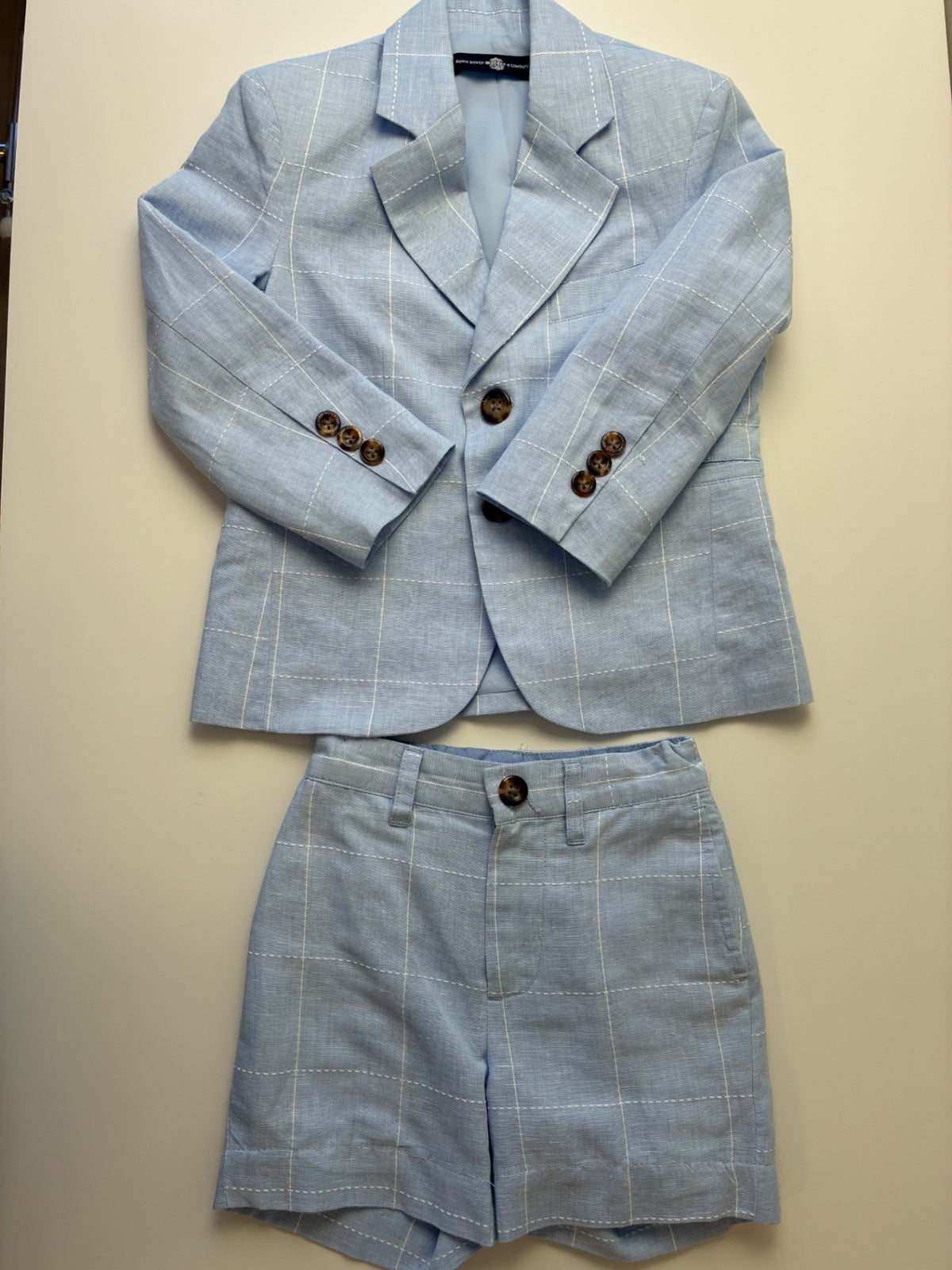 Brown Bowen 2 Piece Ensemble - Blue The Gentleman's Jacket + Sweetgrass Shorts - Palmetto Bluff Blue Linen | size 2T/3T