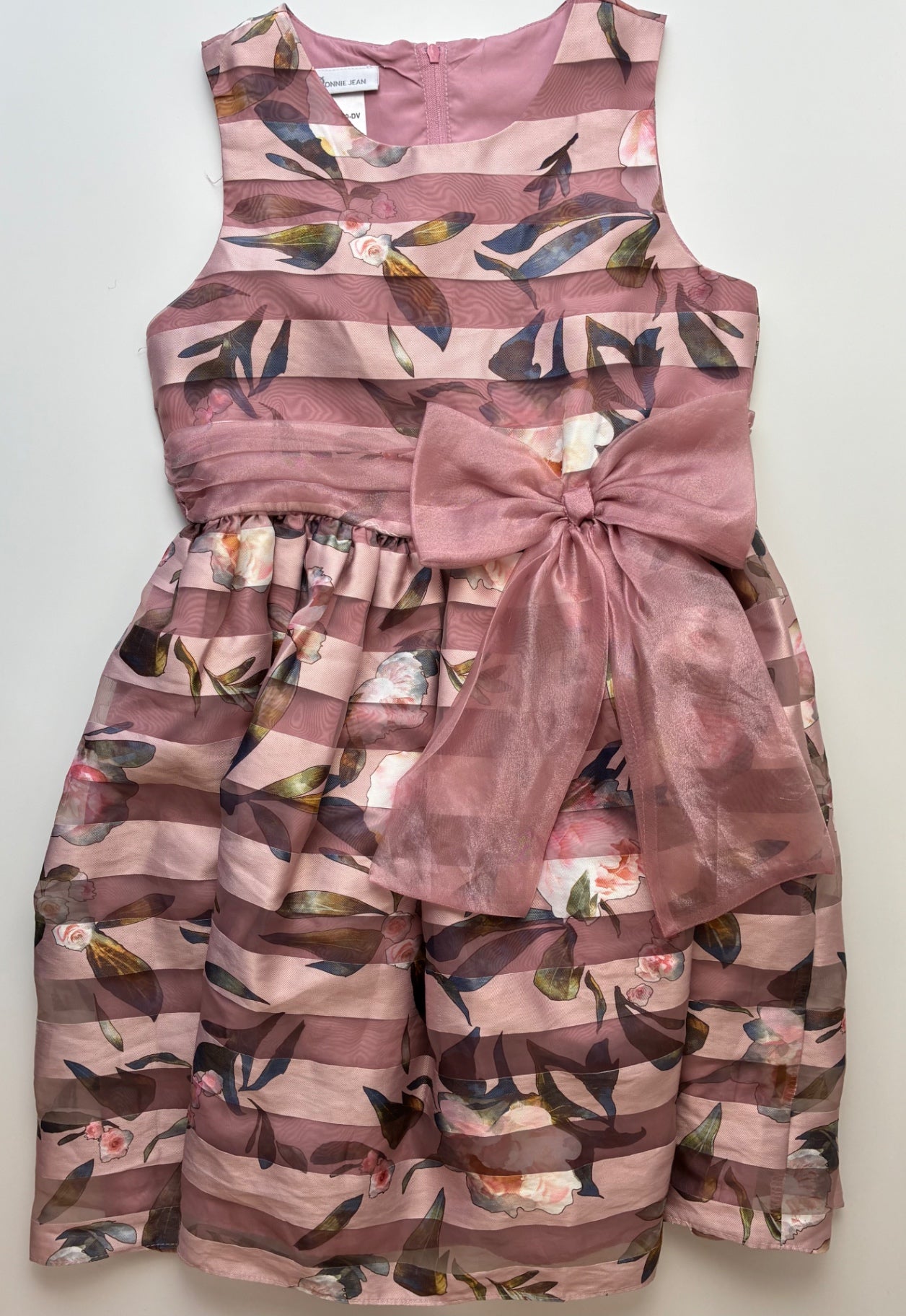 Bonnie Jean Dress - Pink Striped Floral | size 12