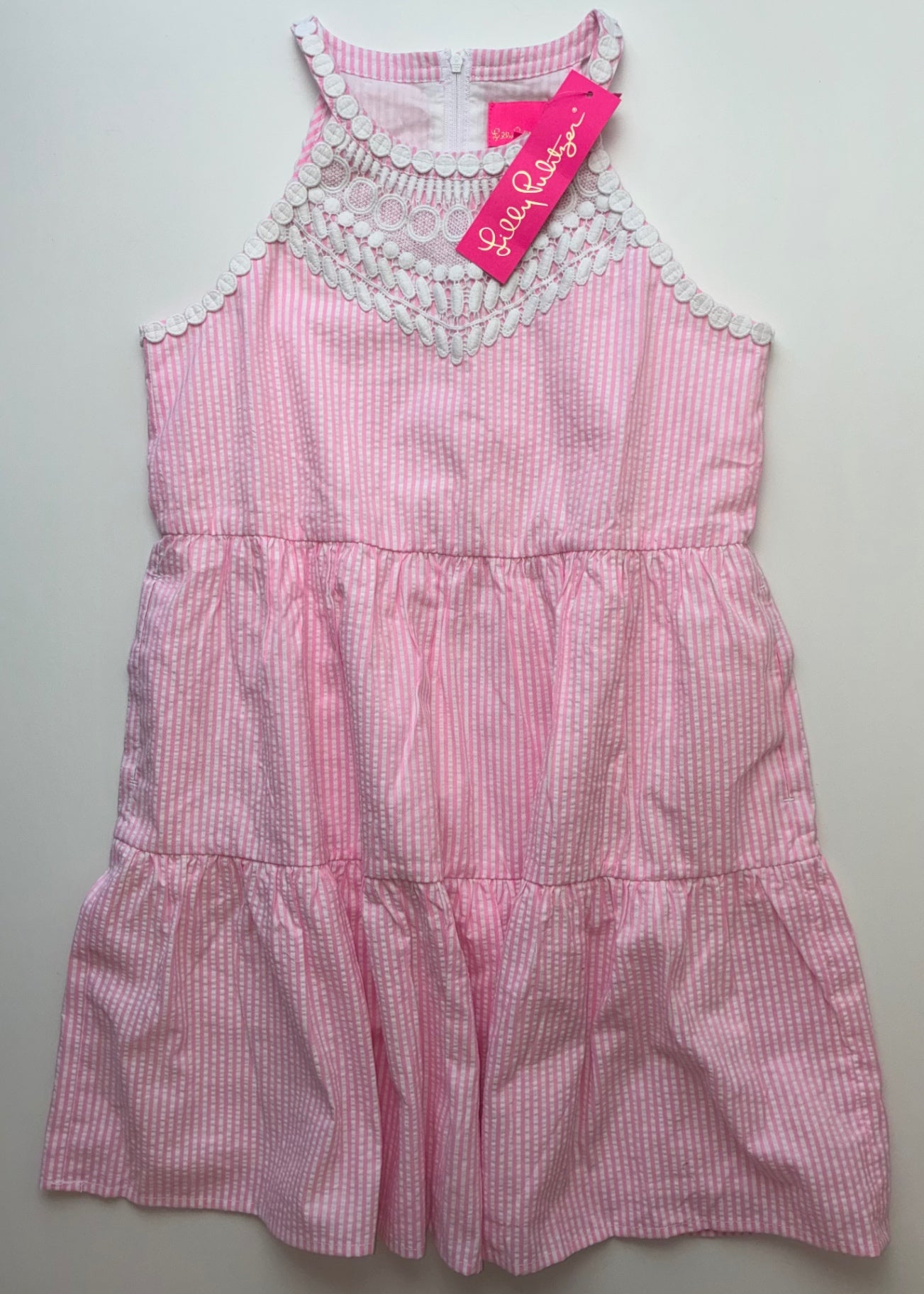 Lilly Pulitzer Dress - Pink Seersucker Sleeveless | size 12