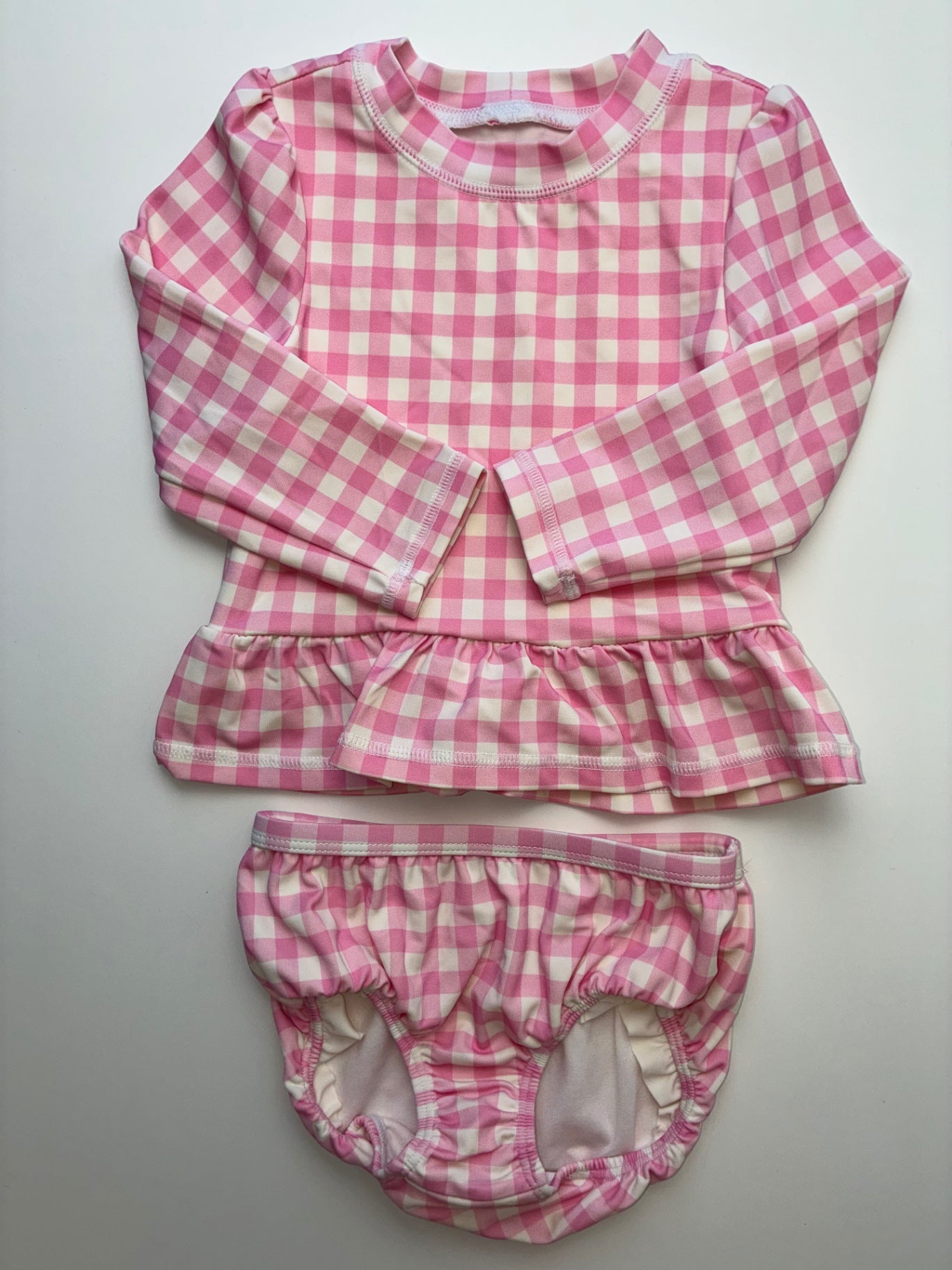 Janie and Jack Swimsuit - Pink Gingham Rash Guard + Bottoms | size 18 - 24 Months