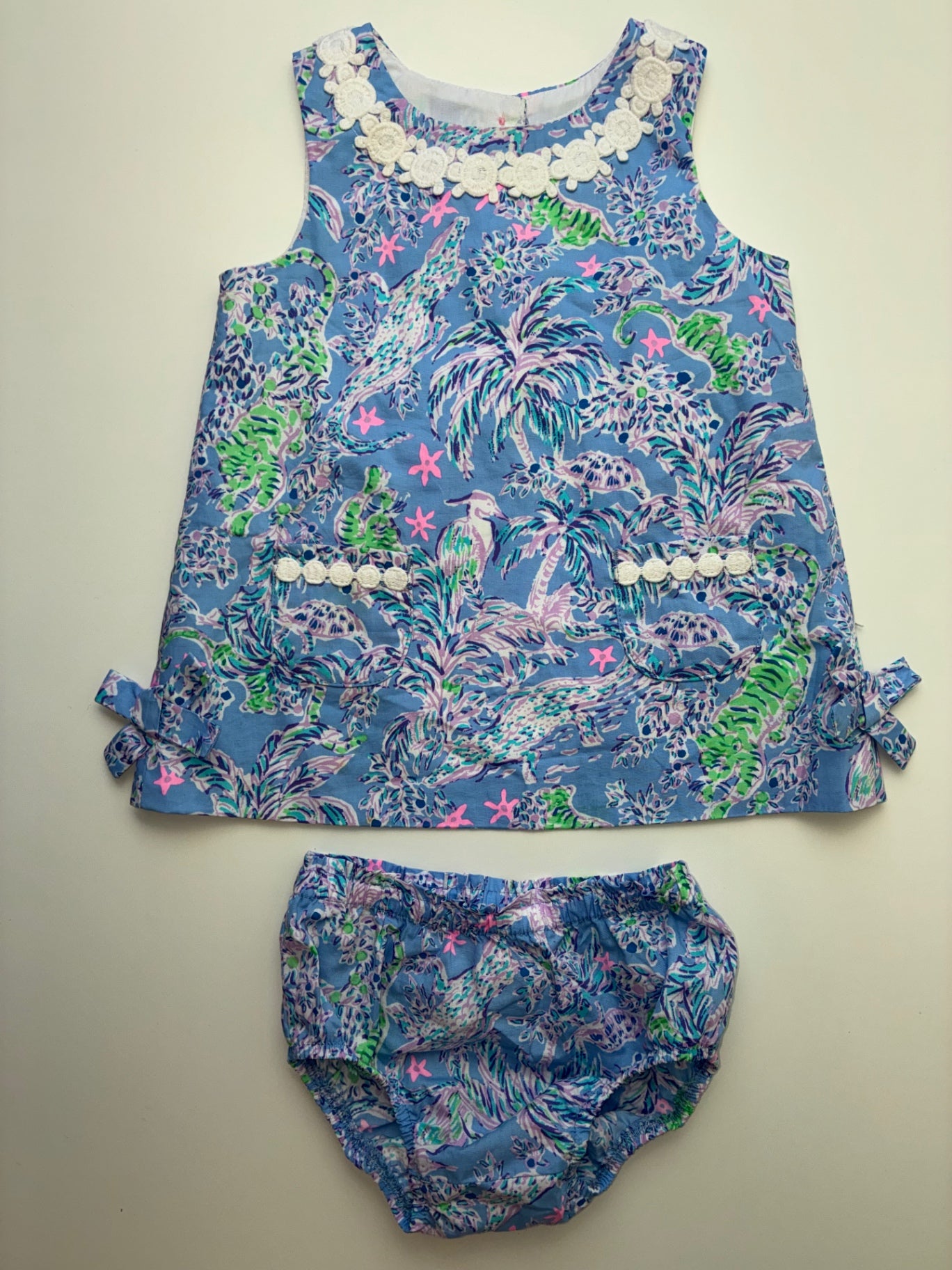 Lilly Pulitzer Dress - Purple Abstract Animal Shift + Bloomers | size 12 - 18 Months