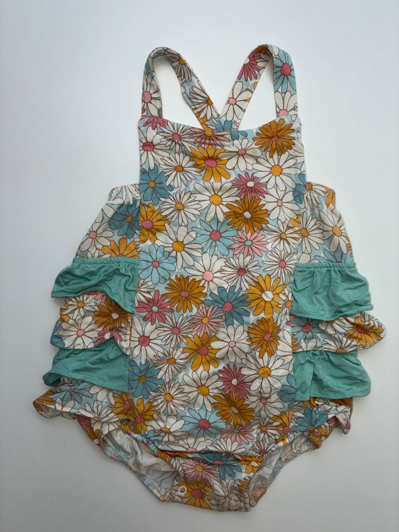 Angel Dear Onesie - Multicolor Floral + Ruffles | size 18 - 24 Months