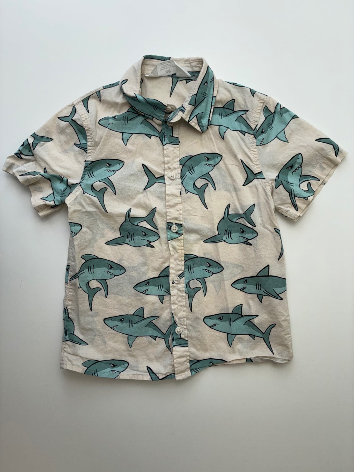 H&M Shirt - Tan Shark Button Up | size 5T