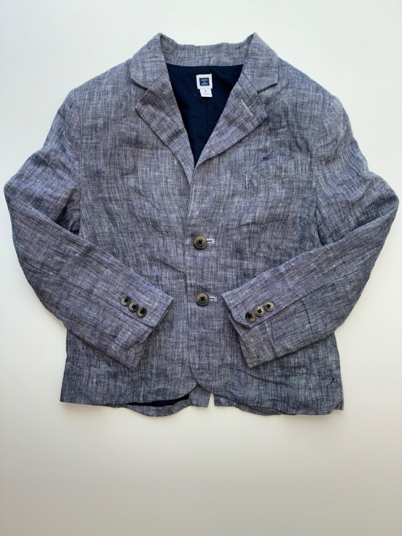 Janie and Jack Blazer - Navy Blue Linen-Cotton | size 5T