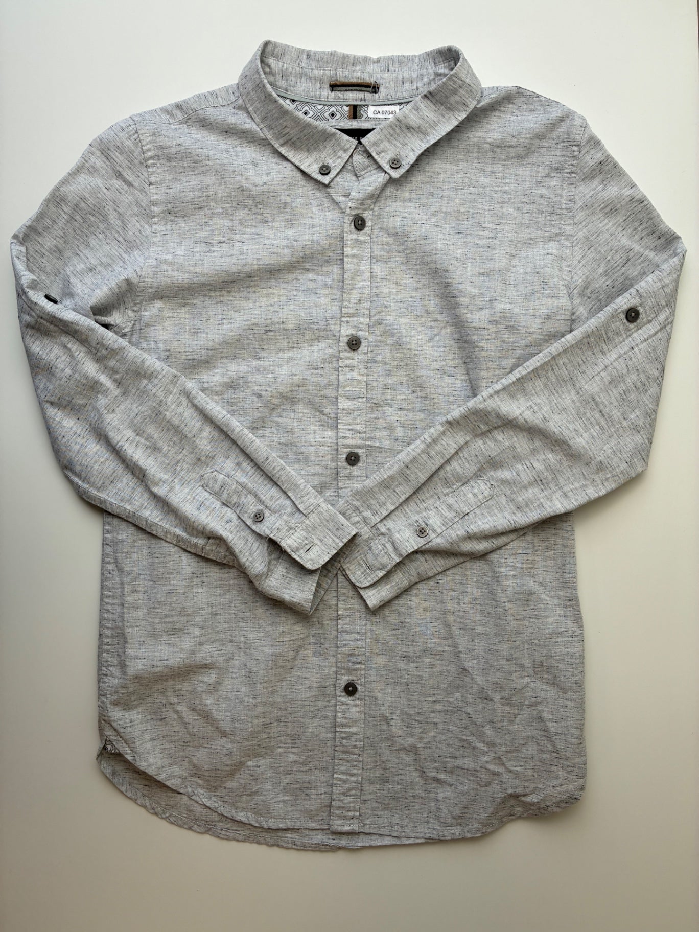 Cactus Boys Shirt - Gray Heathered Button Down | size 11/12