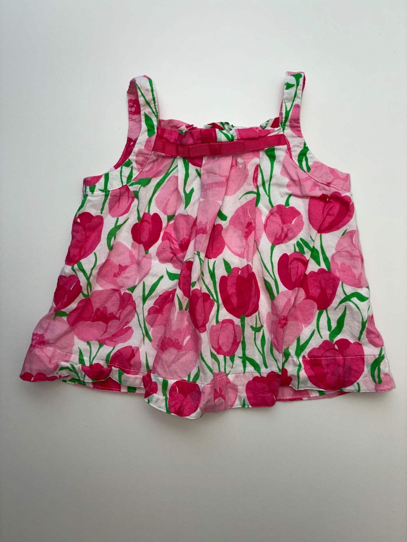 Janie and Jack Shirt - Pink Floral Sleeveless Blouse | size 6 - 12 Months