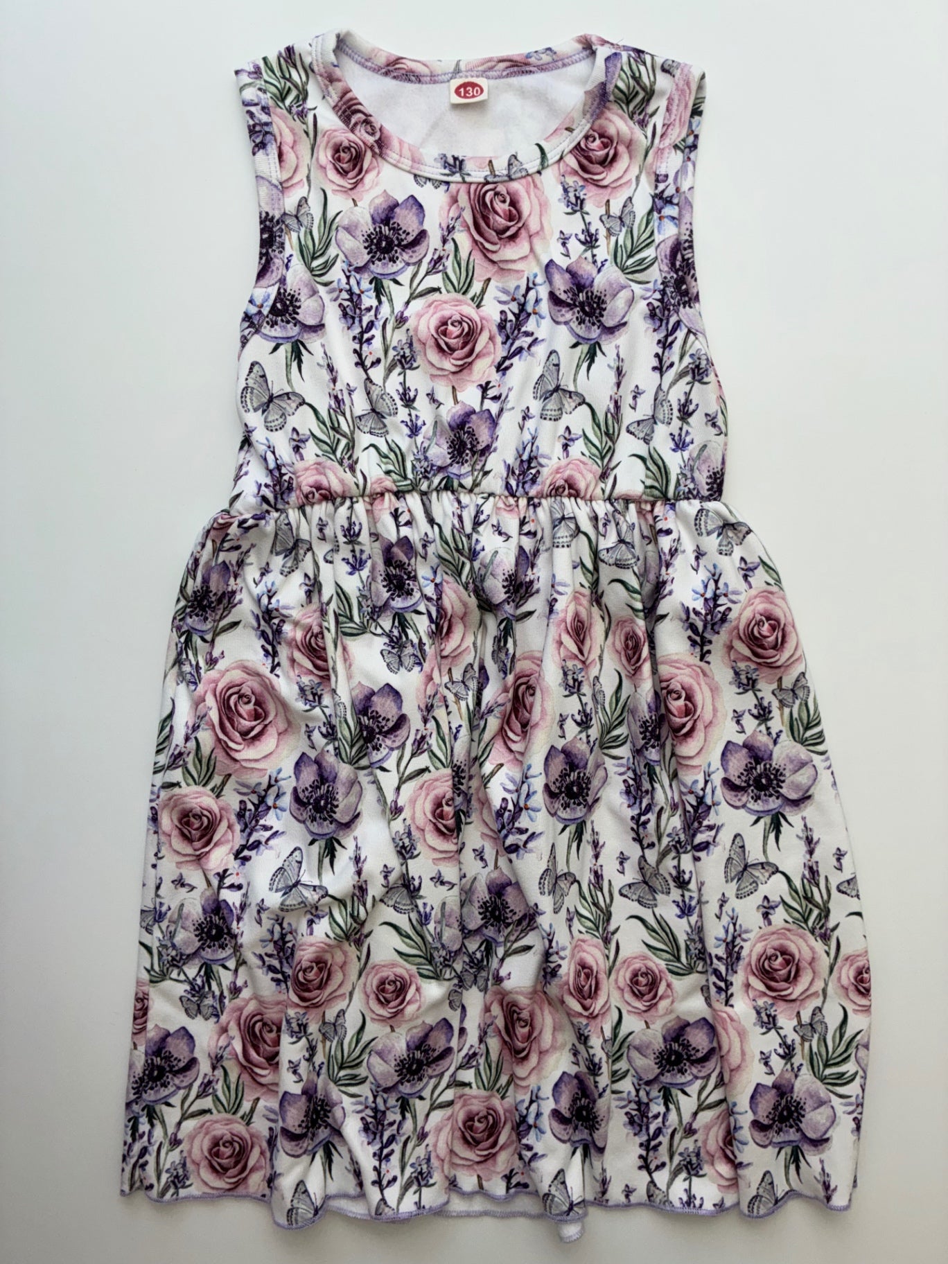 Dandelion Kids Dress - Purple Floral + Sleeveless | size 8