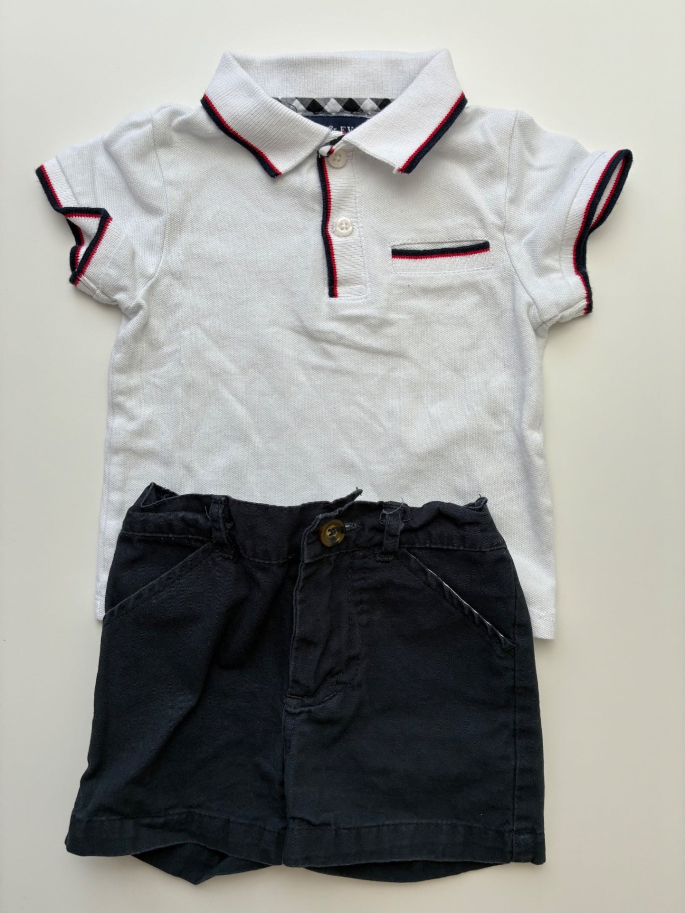 Andy & Evan 2 Piece Ensemble - Navy Polo + Shorts | size 9 - 12 Months