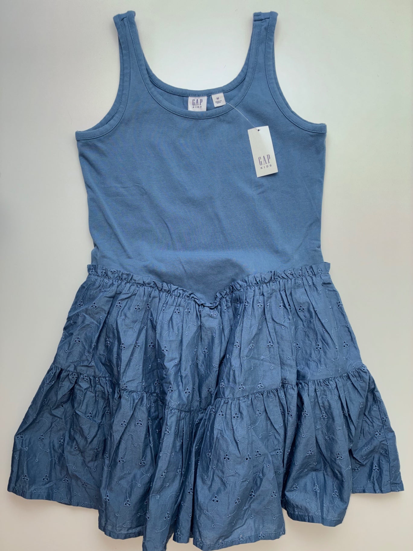 Gap Kids Dress - Blue Sleeveless + Eyelet | size 8