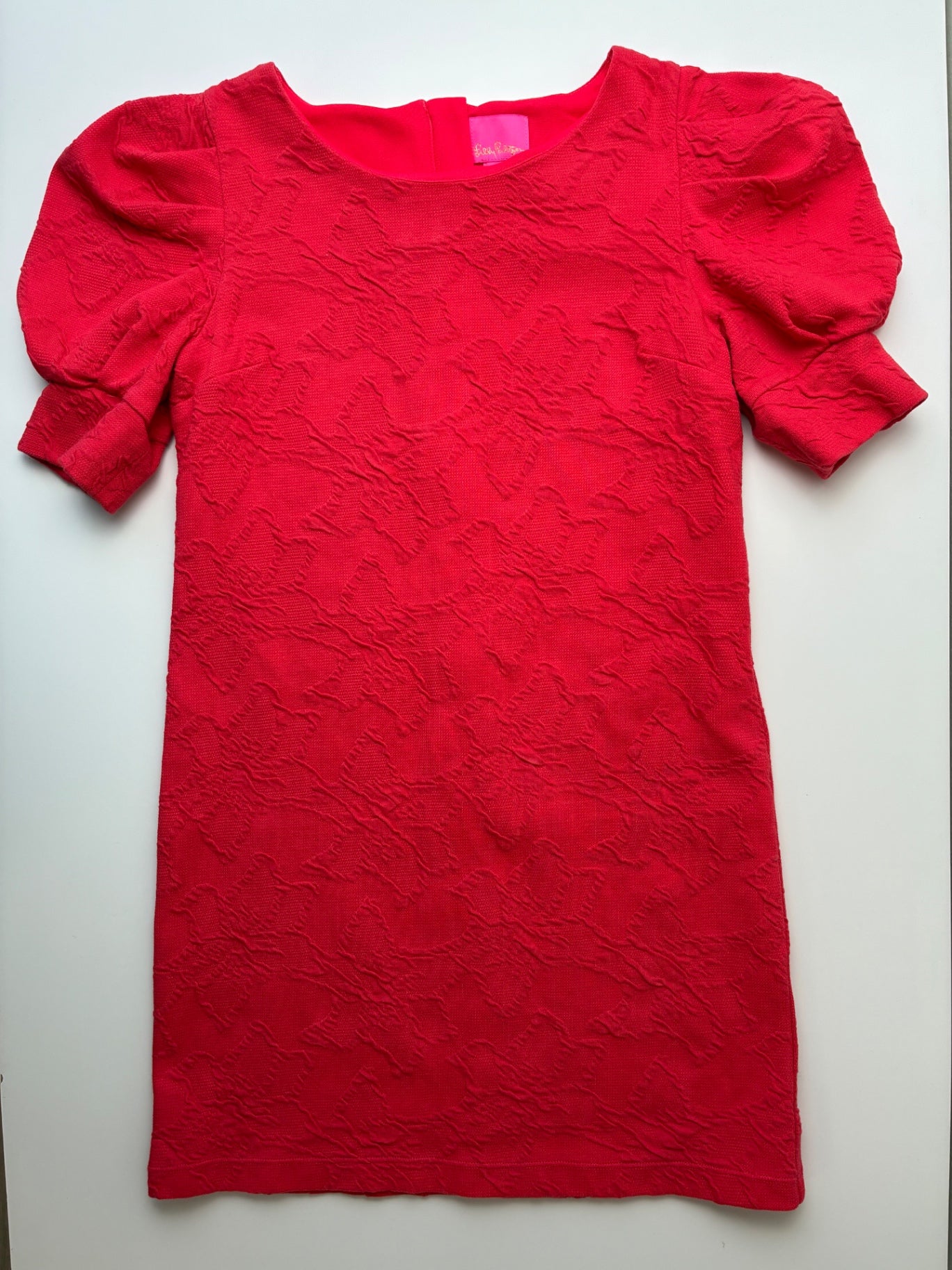 Lilly Pulitzer Dress - Red Textured Puff Sleeve Shift | size 8/10