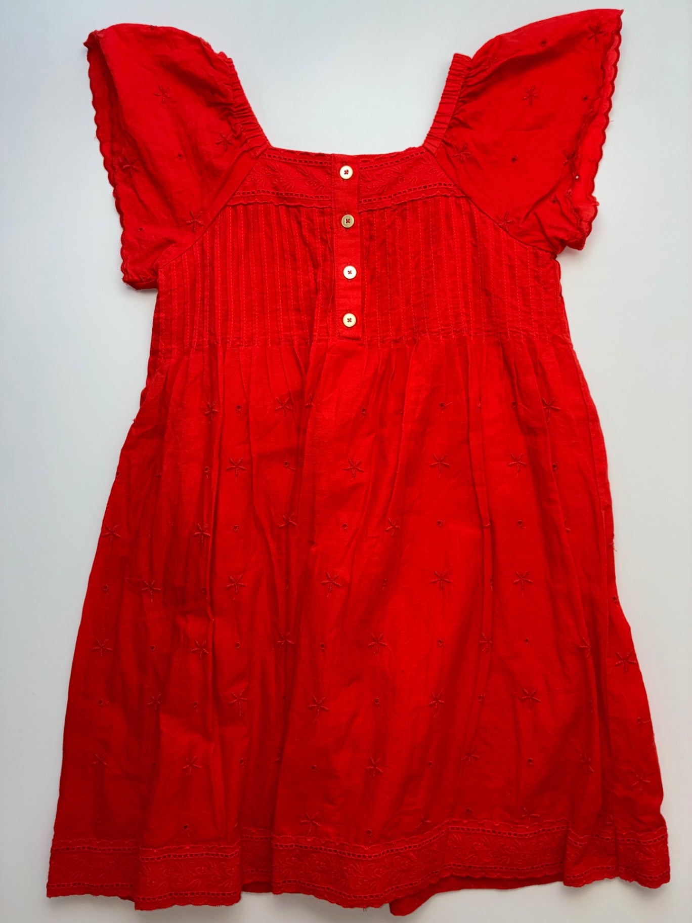 Crewcuts Dress - Orange Eyelet Flutter Sleeve | size 7
